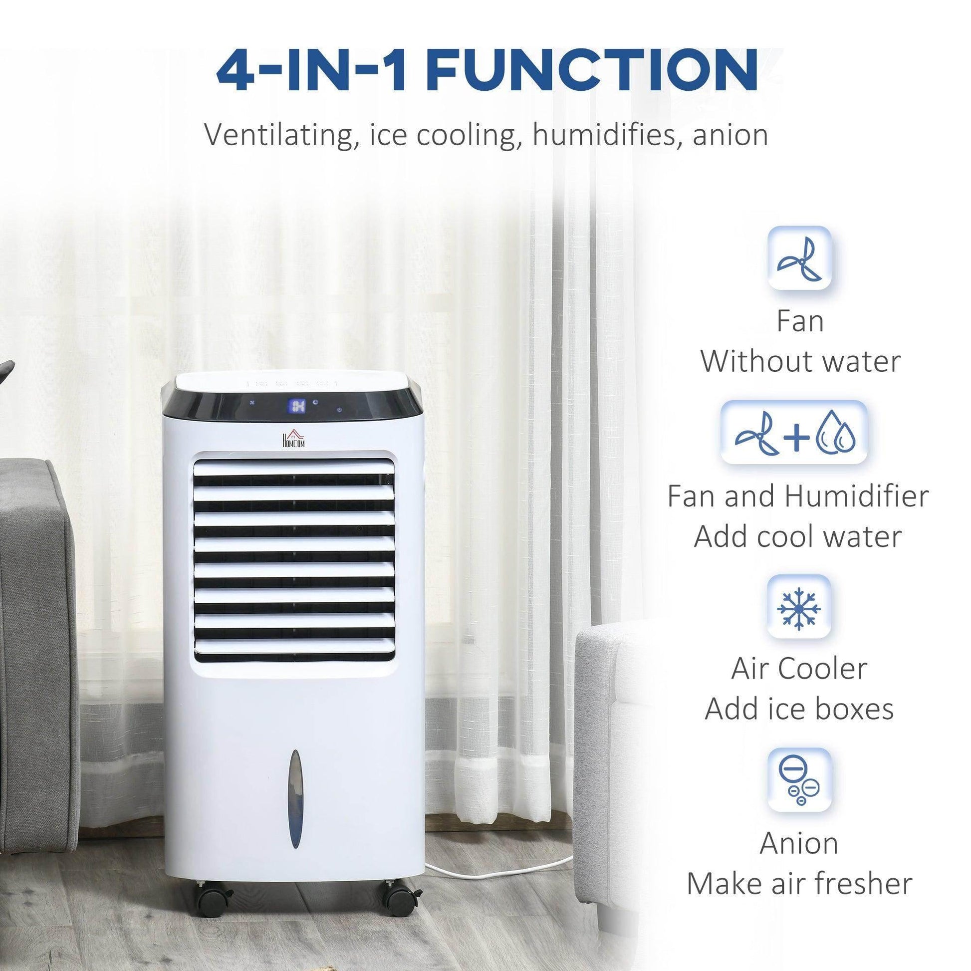 HOMCOM Portable Air Cooler with Remote and Timer - ALL4U RETAILER LTD