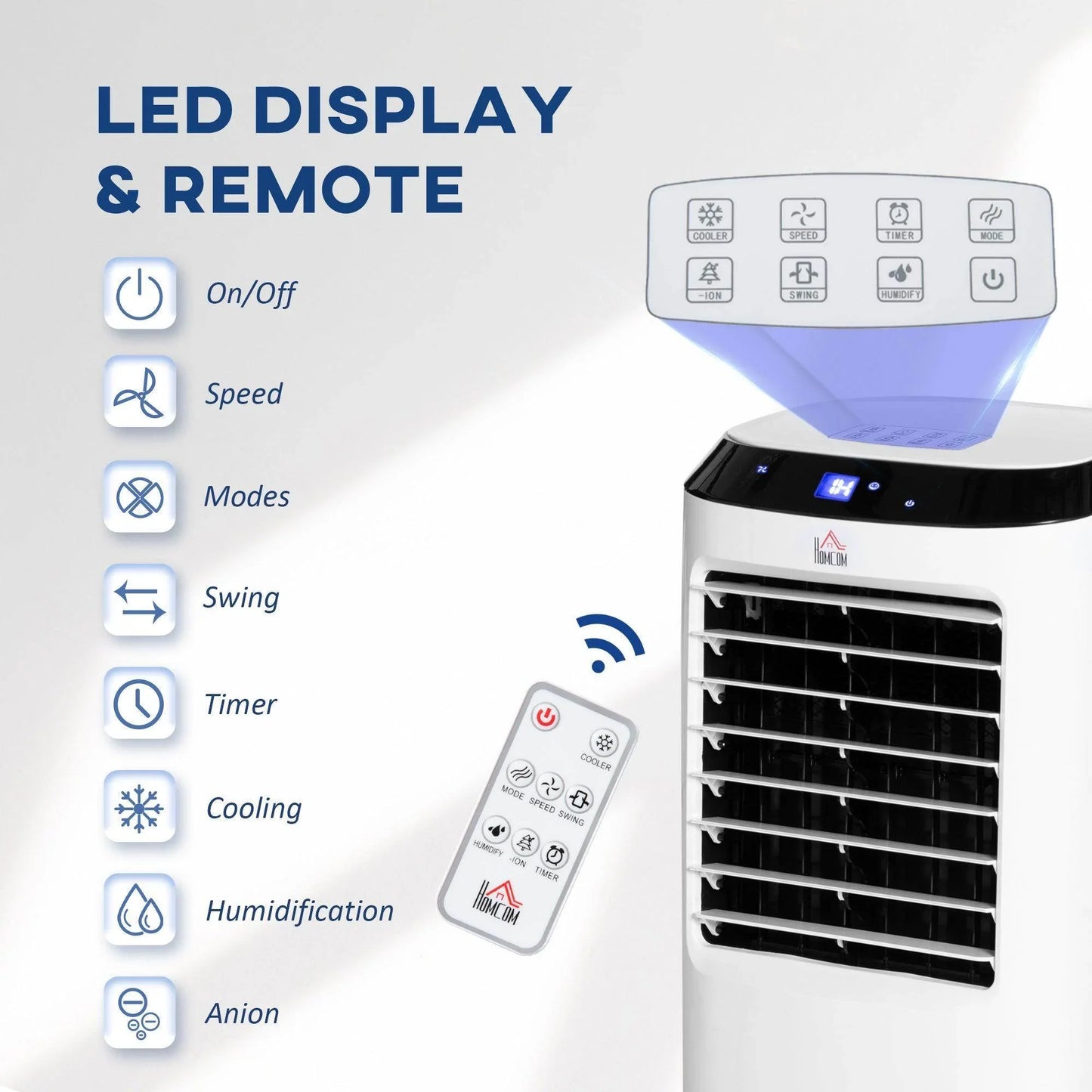 HOMCOM Portable Air Cooler with Remote and Timer - ALL4U RETAILER LTD