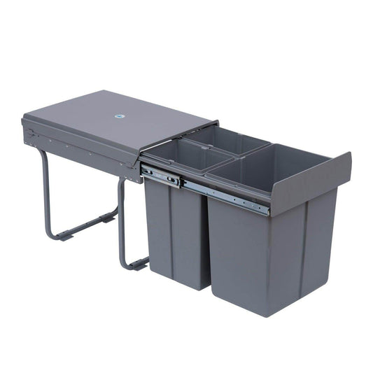 HOMCOM Pull Out Kitchen Recycle Waste Bin in Grey - ALL4U RETAILER LTD