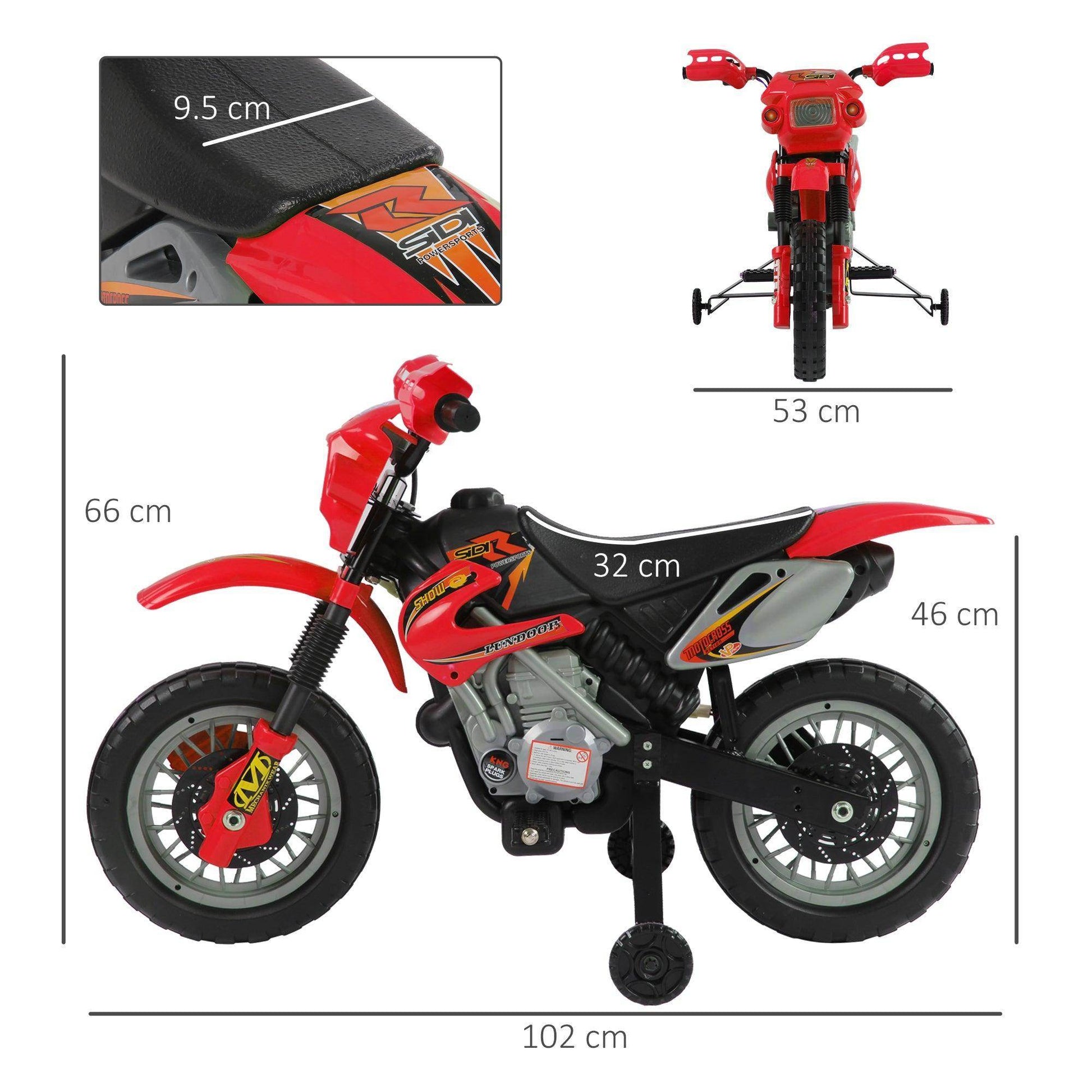 HOMCOM Red Kids Motorcycle - 6V Ride-on - ALL4U RETAILER LTD