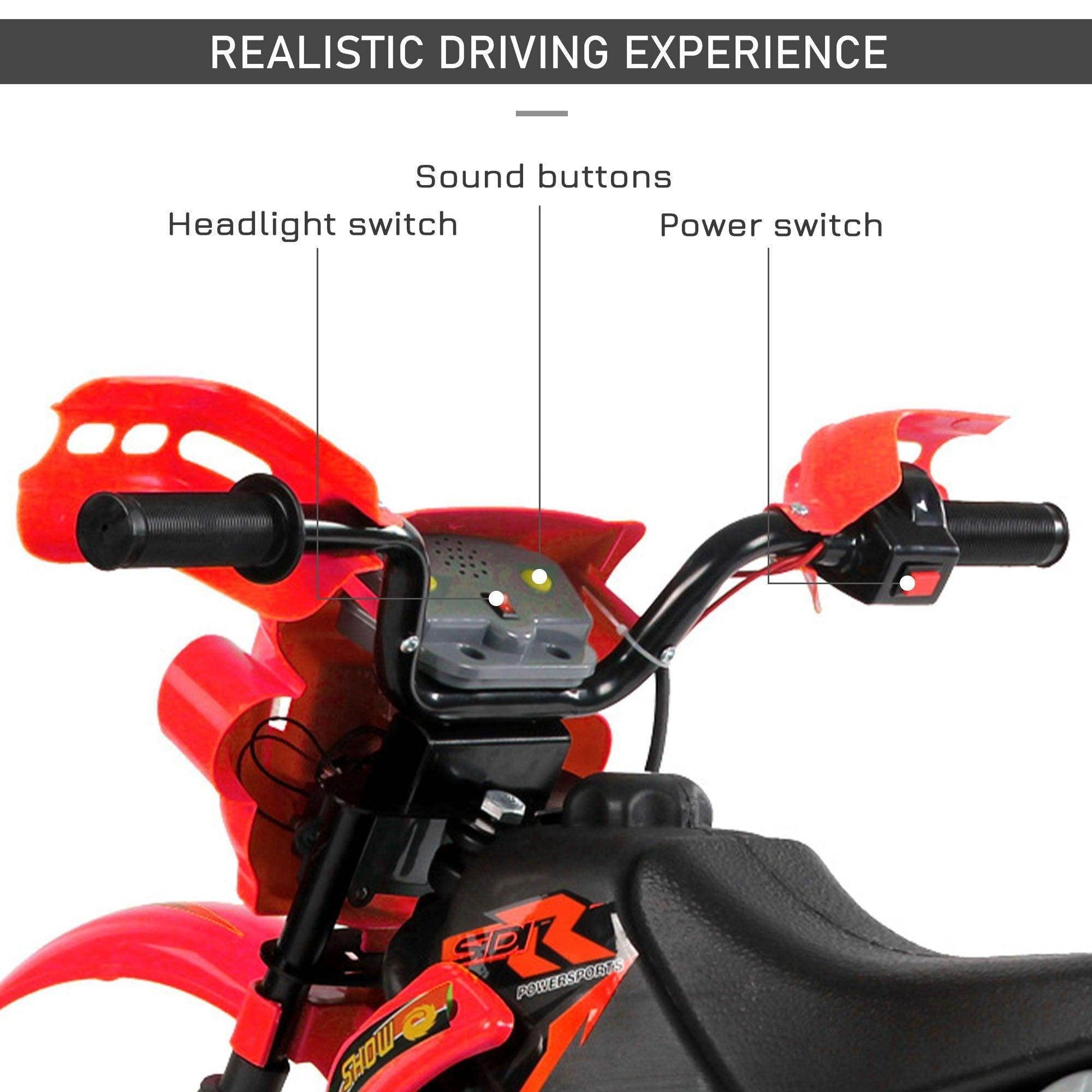 HOMCOM Red Kids Motorcycle - 6V Ride-on - ALL4U RETAILER LTD