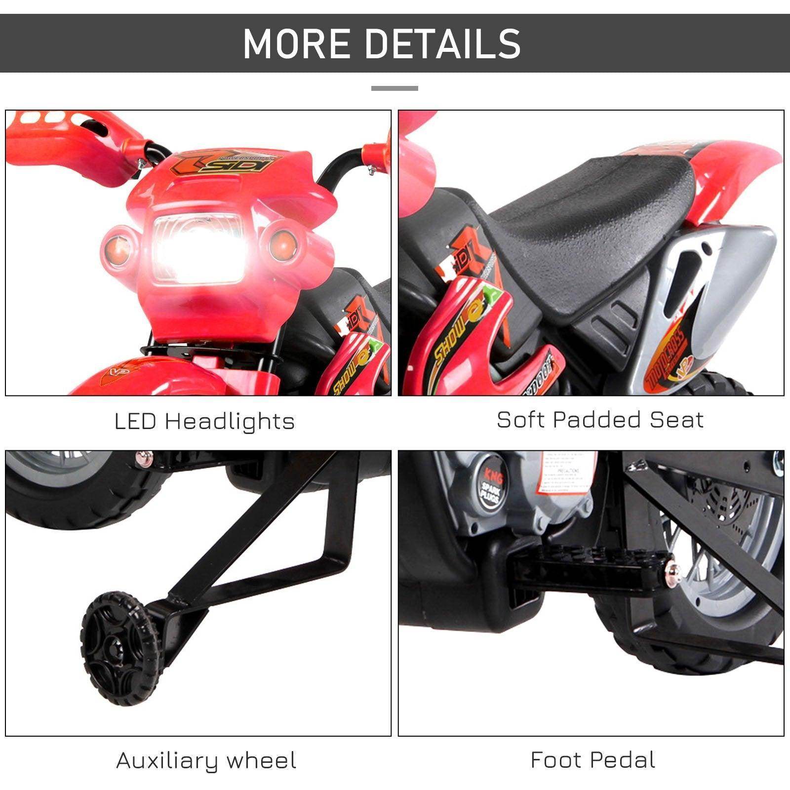 HOMCOM Red Kids Motorcycle - 6V Ride-on - ALL4U RETAILER LTD