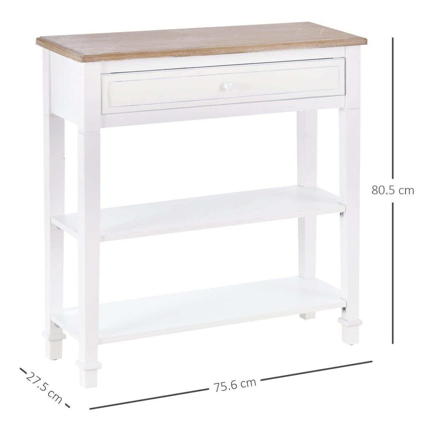 HOMCOM Retro Console Table with Drawer and Shelves - ALL4U RETAILER LTD