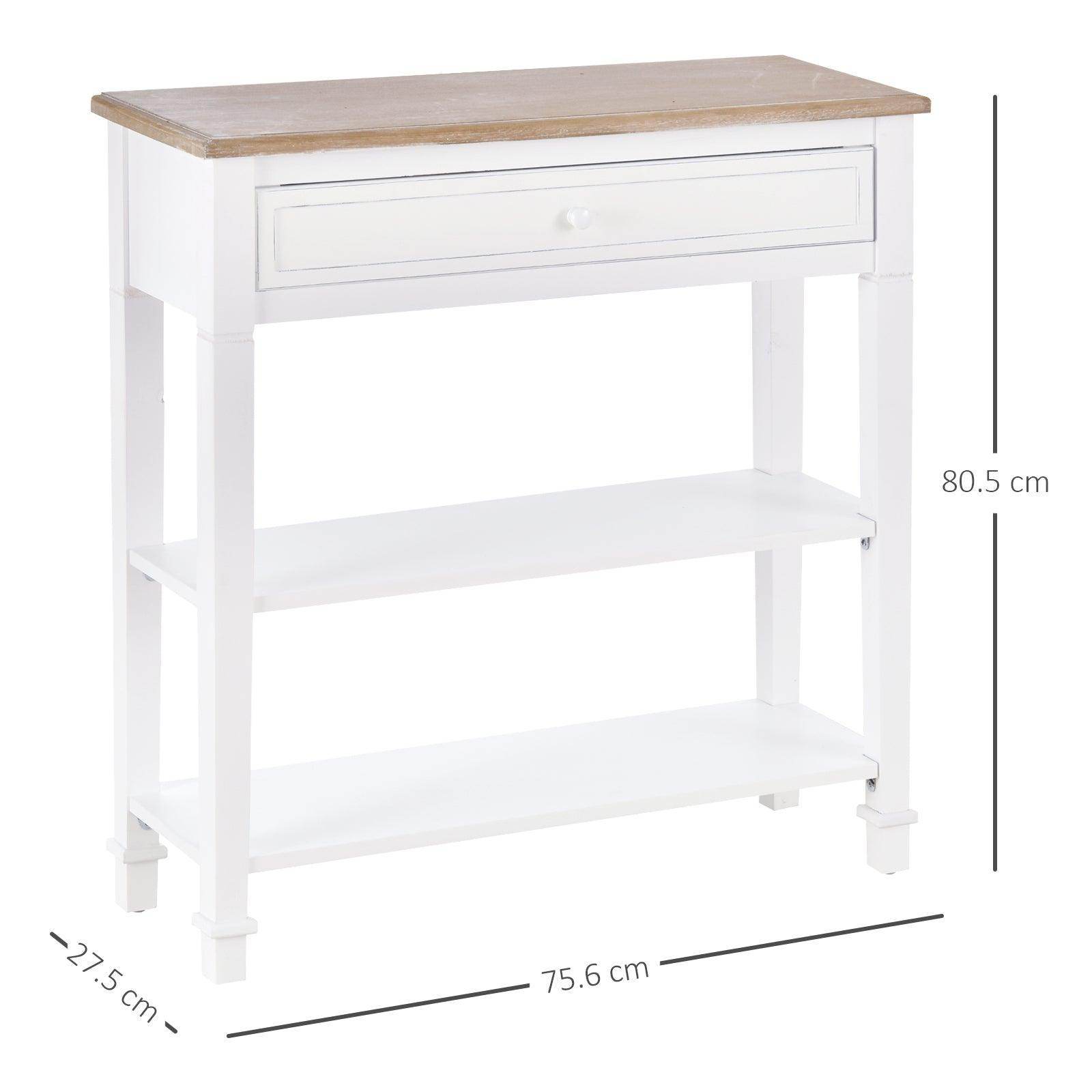 HOMCOM Retro Console Table with Drawer and Shelves - ALL4U RETAILER LTD