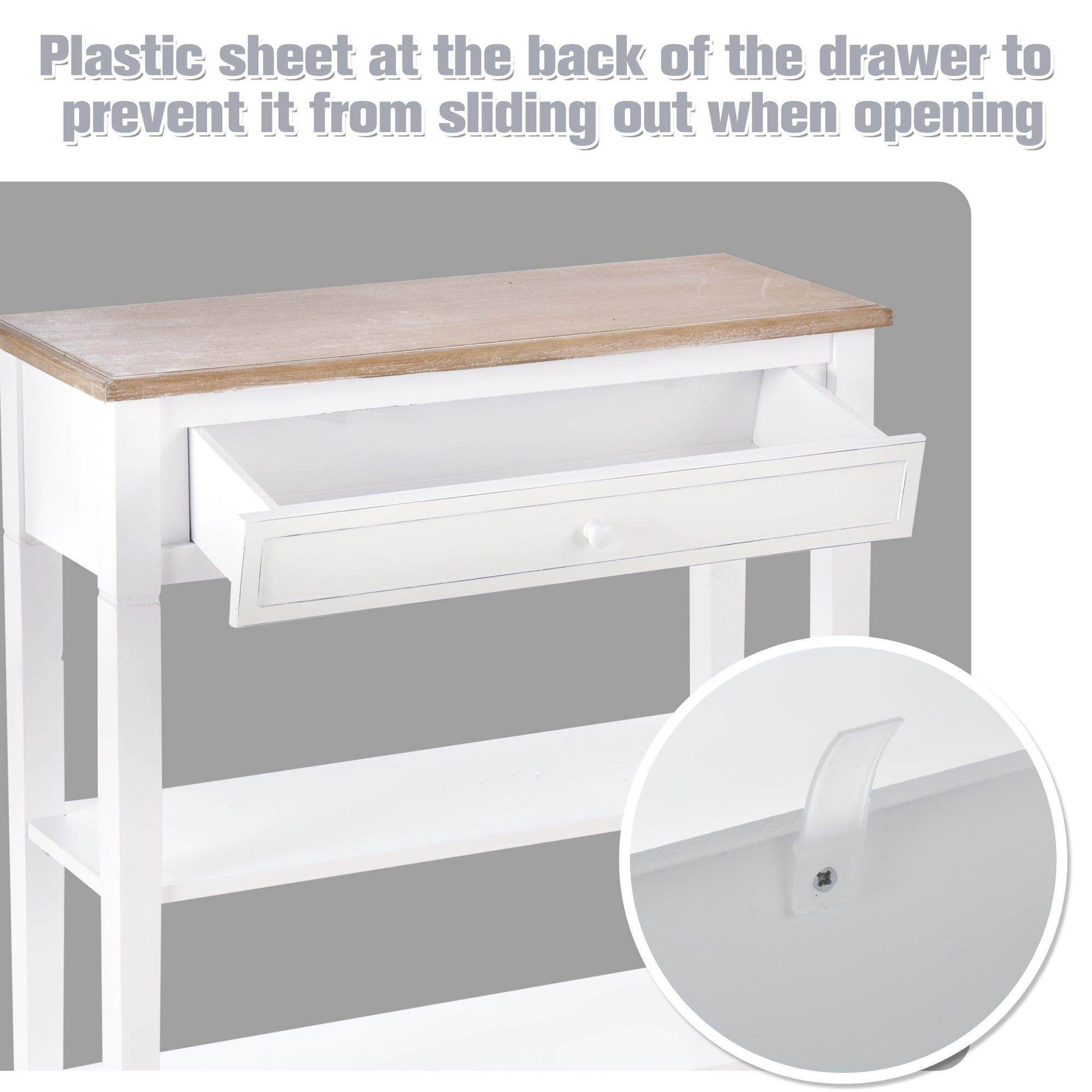 HOMCOM Retro Console Table with Drawer and Shelves - ALL4U RETAILER LTD