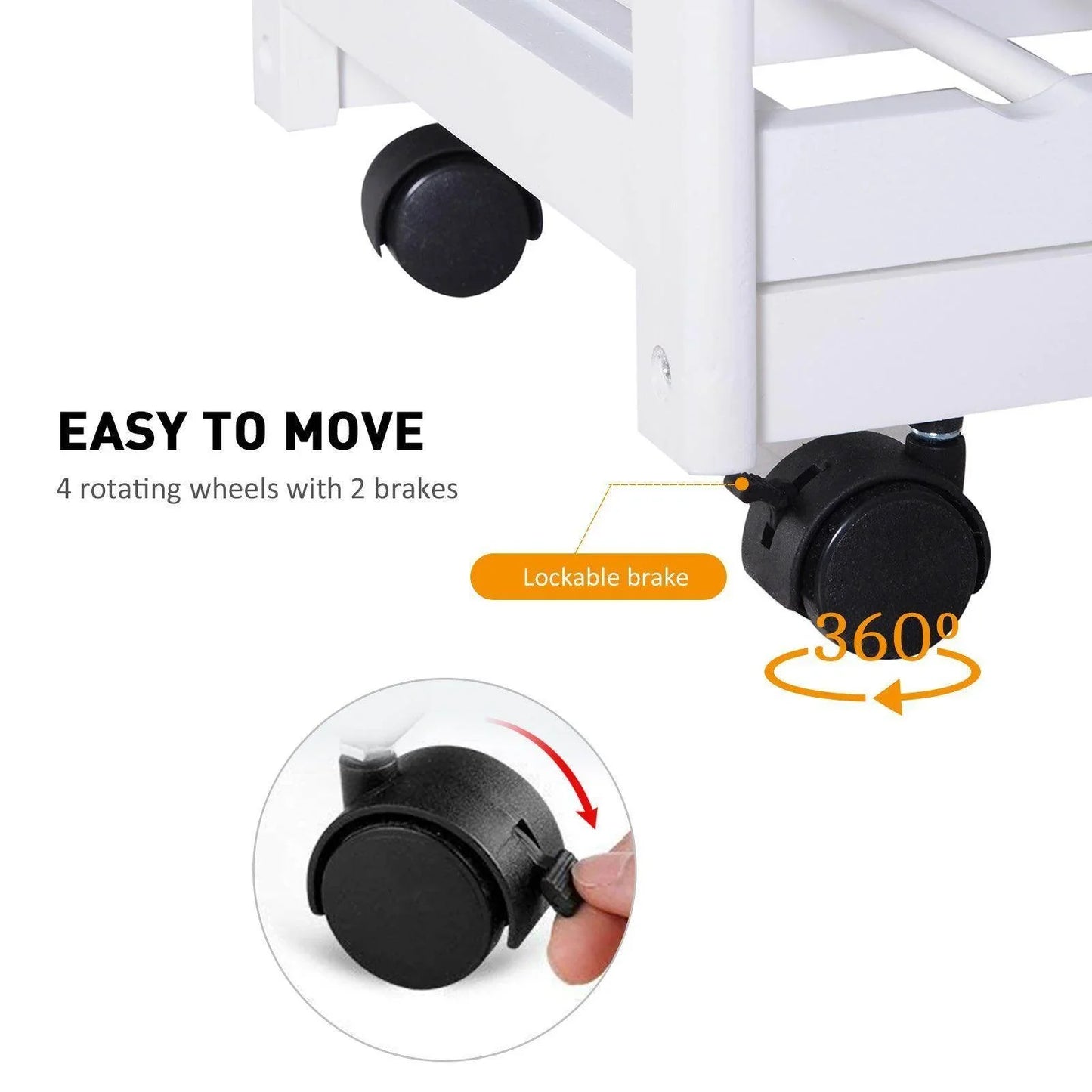 HOMCOM Rolling Kitchen Island Cart with Wine Rack - White - ALL4U RETAILER LTD