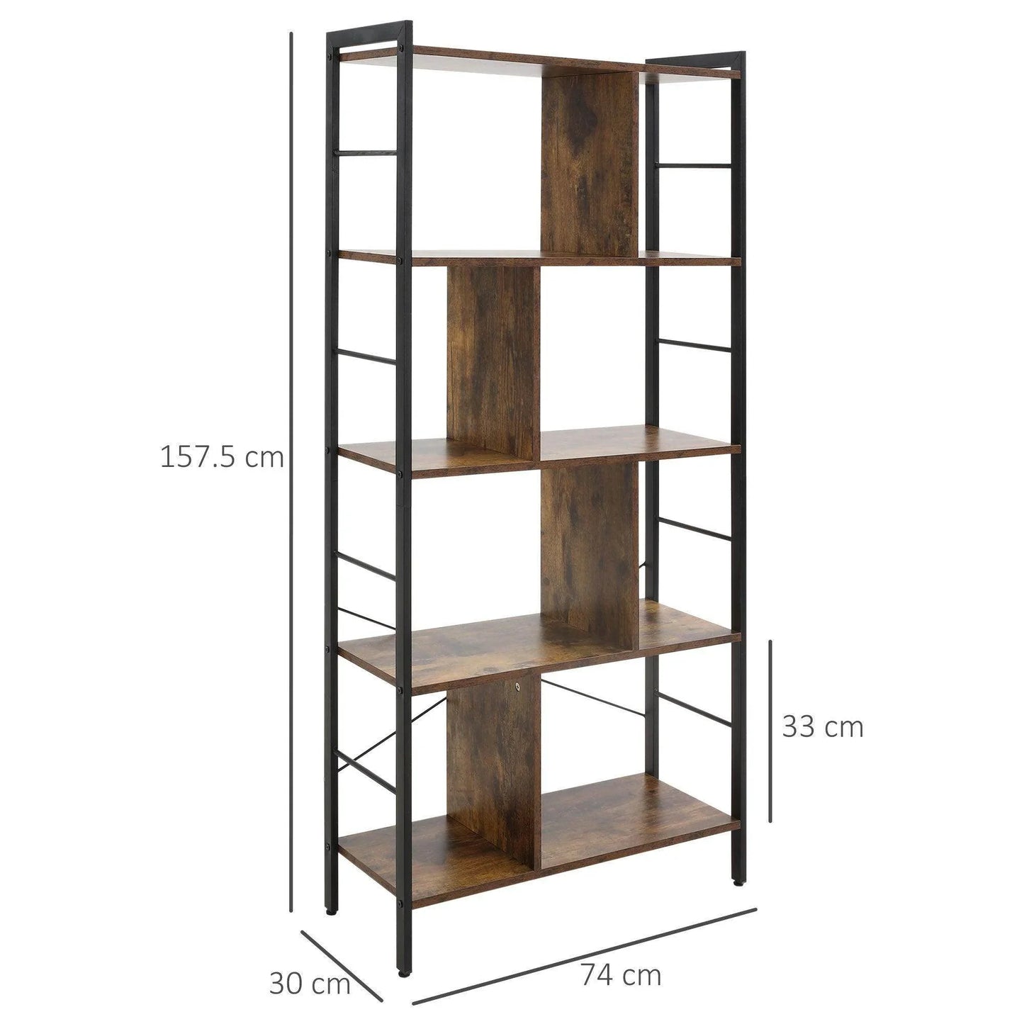HOMCOM Rustic Brown 5-Tier Metal Rack - ALL4U RETAILER LTD