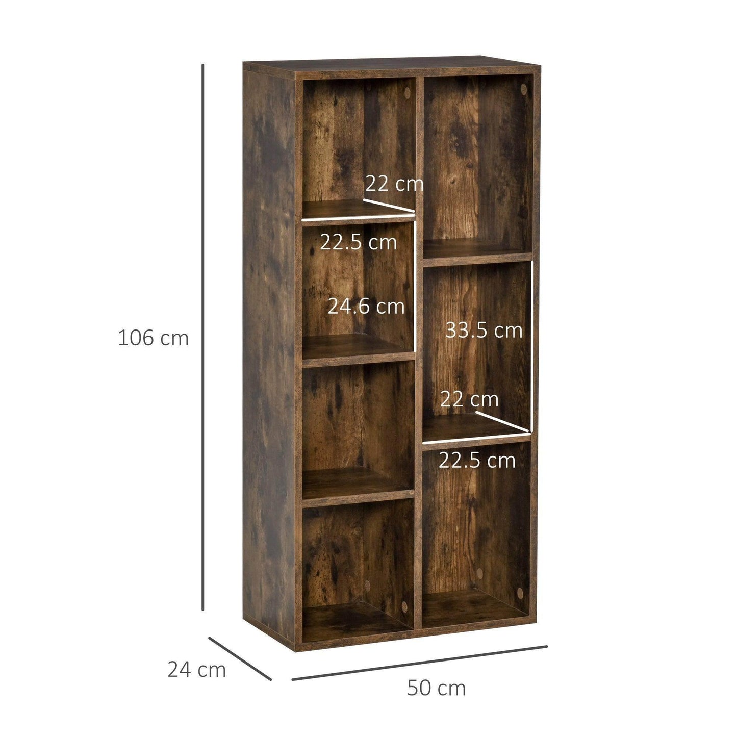 HOMCOM Rustic Brown Bookshelf - Versatile Storage Unit - ALL4U RETAILER LTD