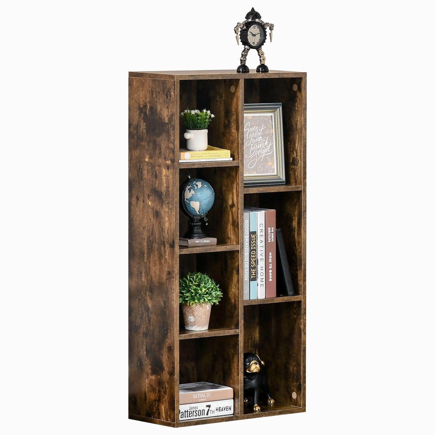HOMCOM Rustic Brown Bookshelf - Versatile Storage Unit - ALL4U RETAILER LTD