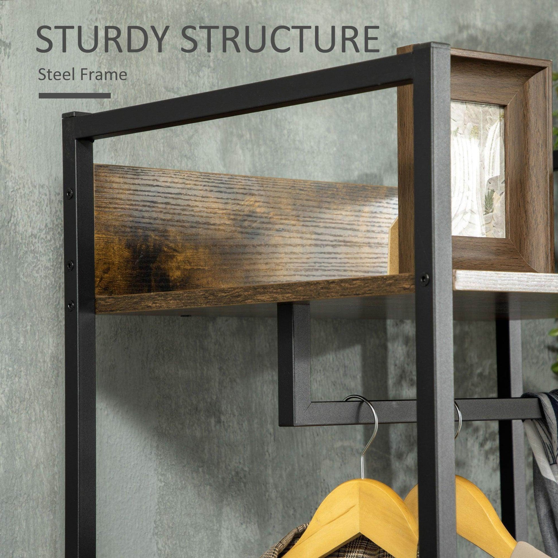 HOMCOM Rustic Coat Stand with Drawers - ALL4U RETAILER LTD