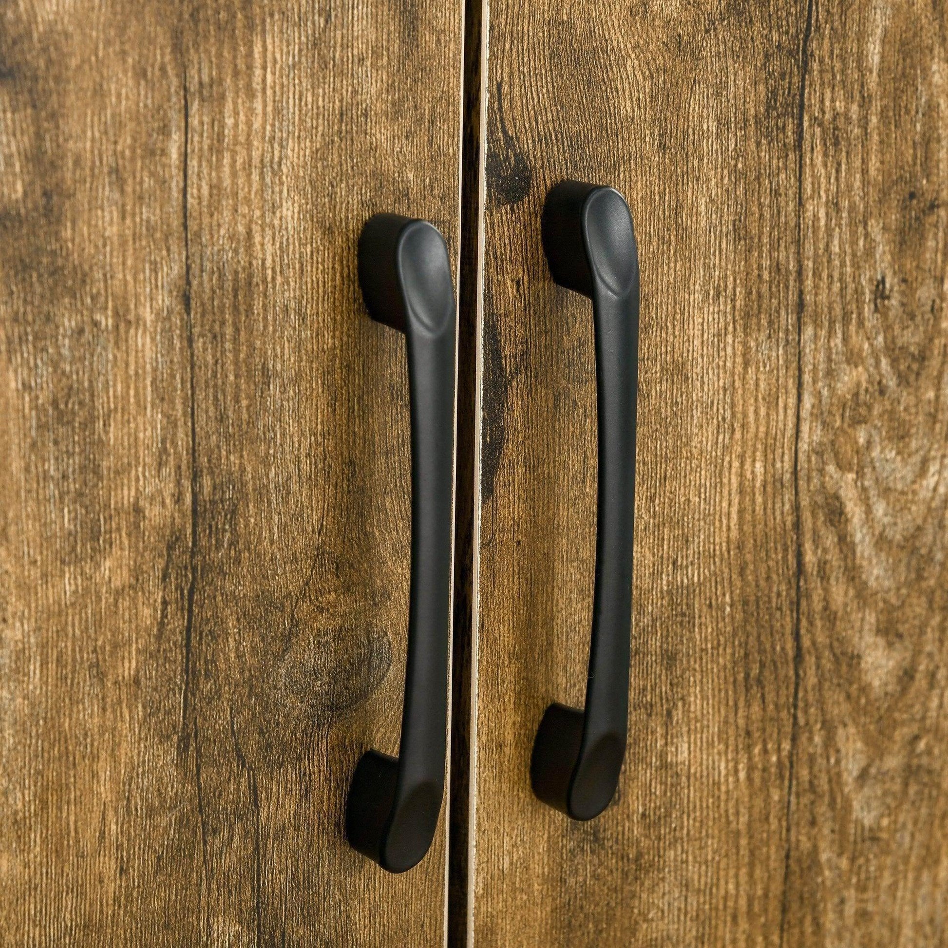 HOMCOM Rustic Wood Tall Cupboard - 4-Door Cabinet - ALL4U RETAILER LTD