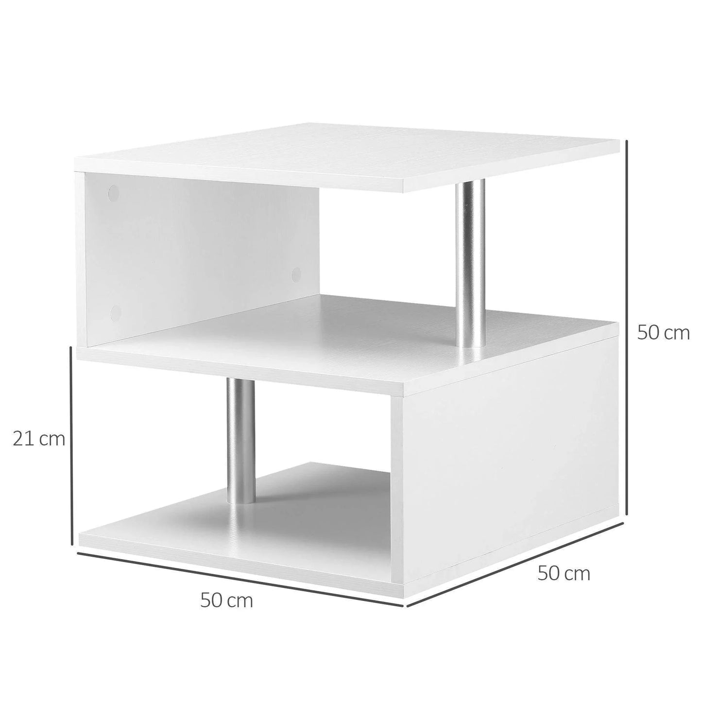 HOMCOM S-shaped Coffee Table - White - ALL4U RETAILER LTD