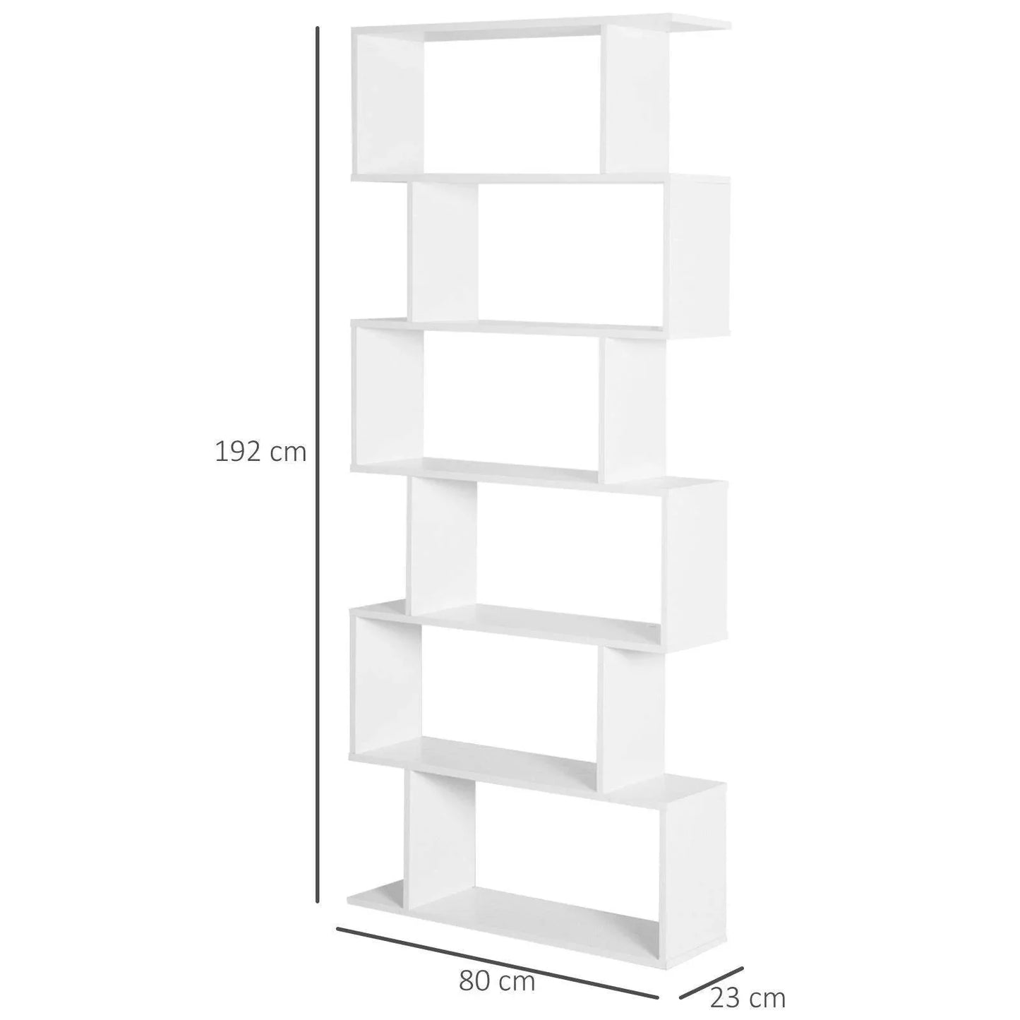 HOMCOM S Shape 6 Shelf Room Divider - White - ALL4U RETAILER LTD