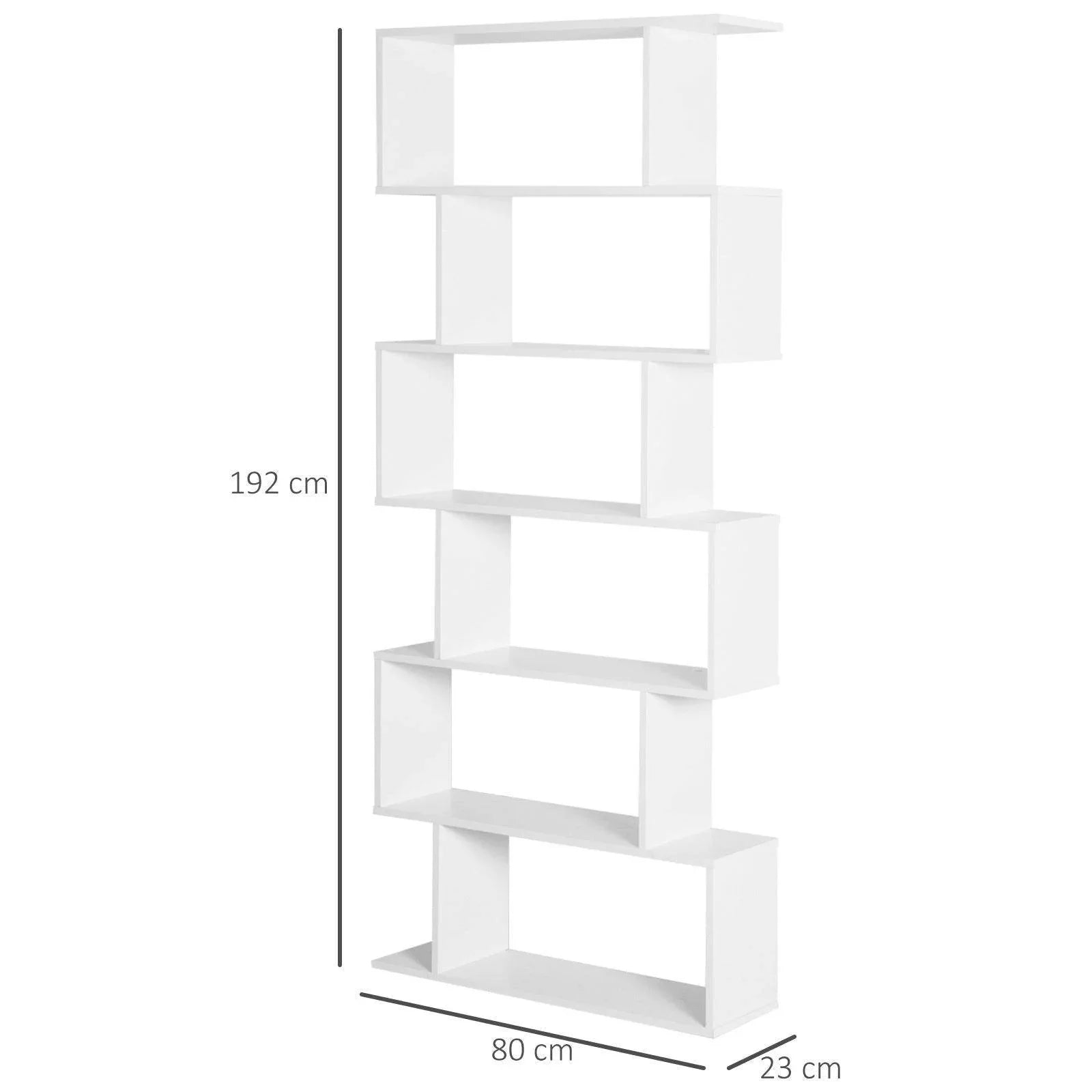 HOMCOM S Shape 6 Shelf Room Divider - White - ALL4U RETAILER LTD
