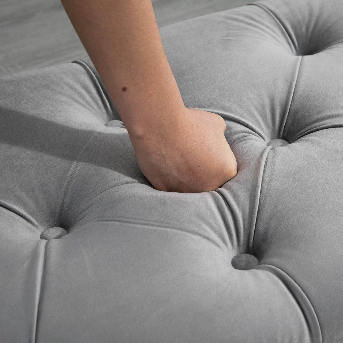 HOMCOM Semi-Circle Storage Ottoman Bench - Grey - ALL4U RETAILER LTD