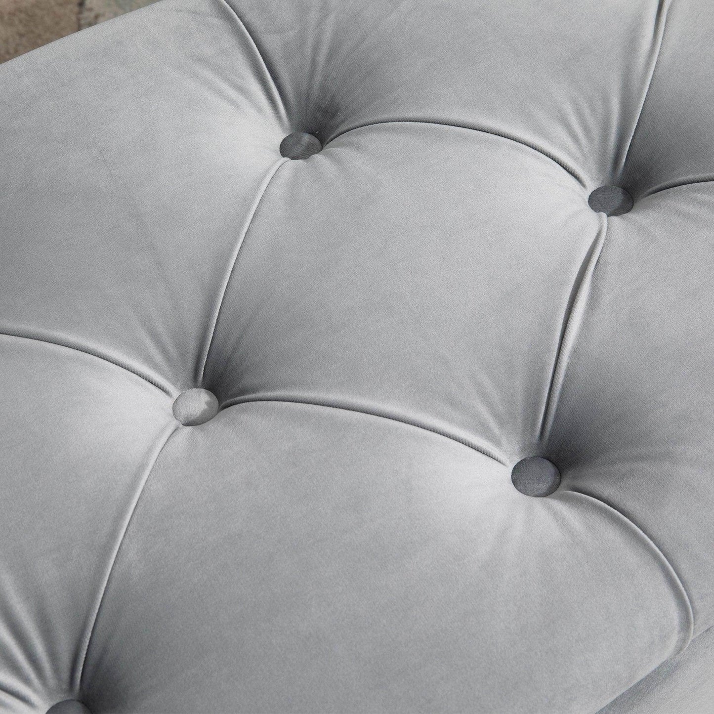 HOMCOM Semi-Circle Storage Ottoman Bench - Grey - ALL4U RETAILER LTD