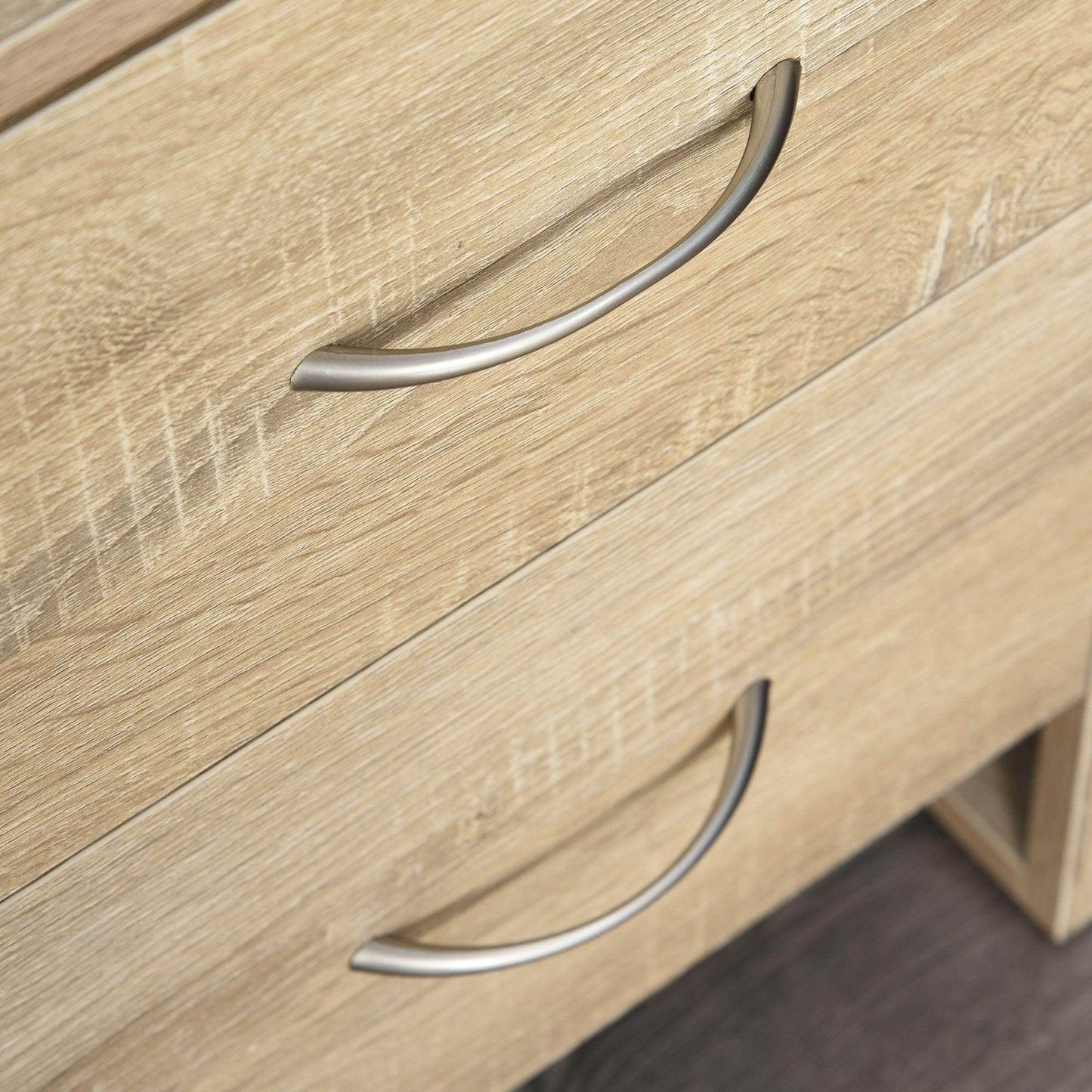 HOMCOM Set of 2 Brown Bedside Tables with 2 Drawers and Handles - ALL4U RETAILER LTD