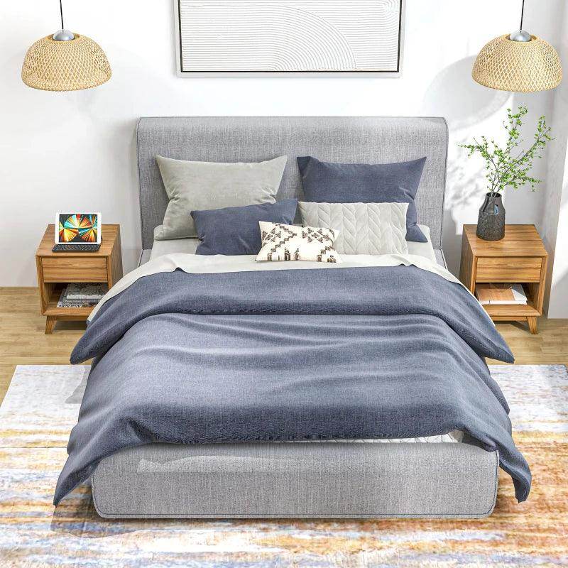 HOMCOM Set of 2 Modern Bedside Tables - Nightstands for Bedroom with Drawer and Shelf - Living Room End Tables - Walnut Brown - ALL4U RETAILER LTD