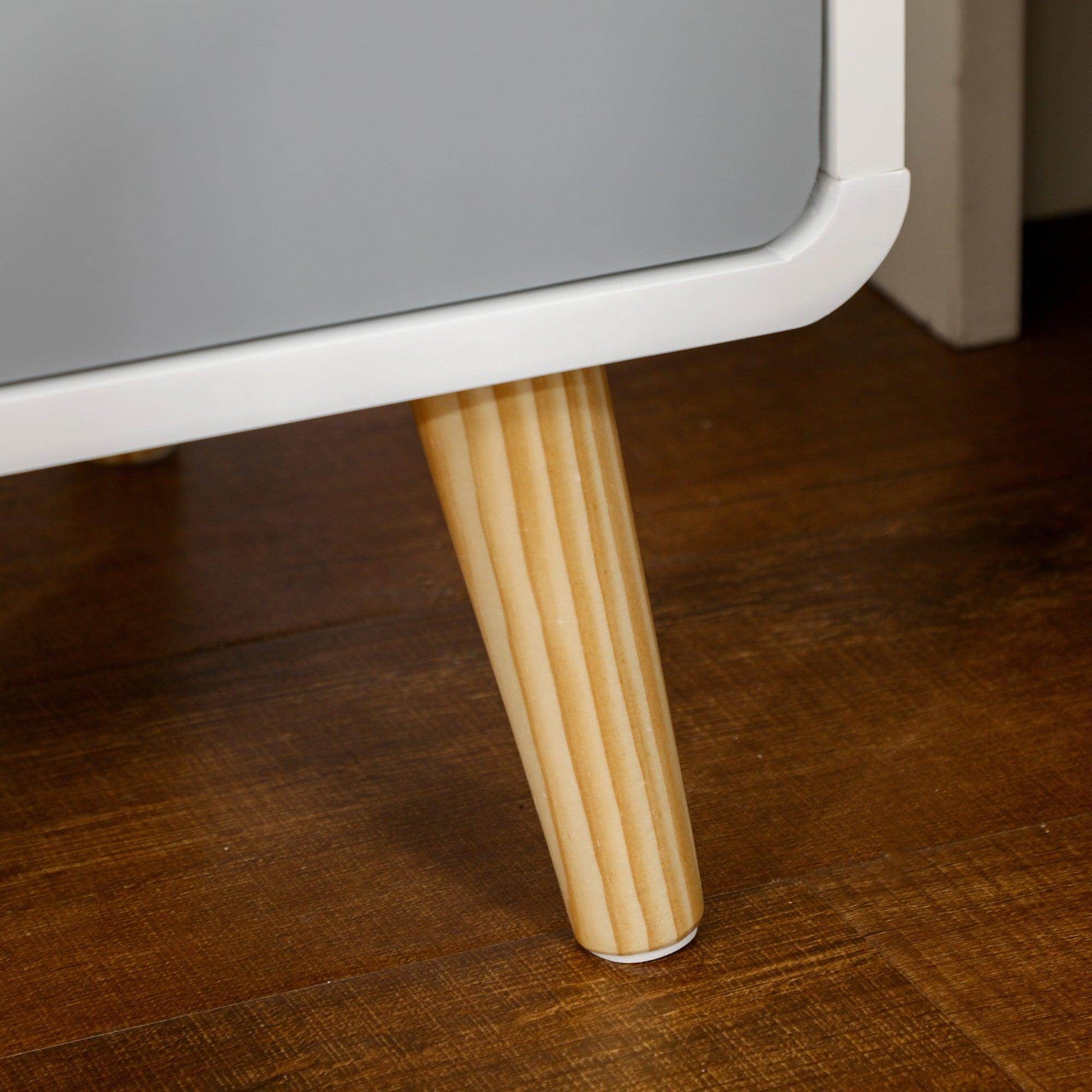 HOMCOM Set of 2 Nordic Wooden Bedside Tables with Drawer - ALL4U RETAILER LTD