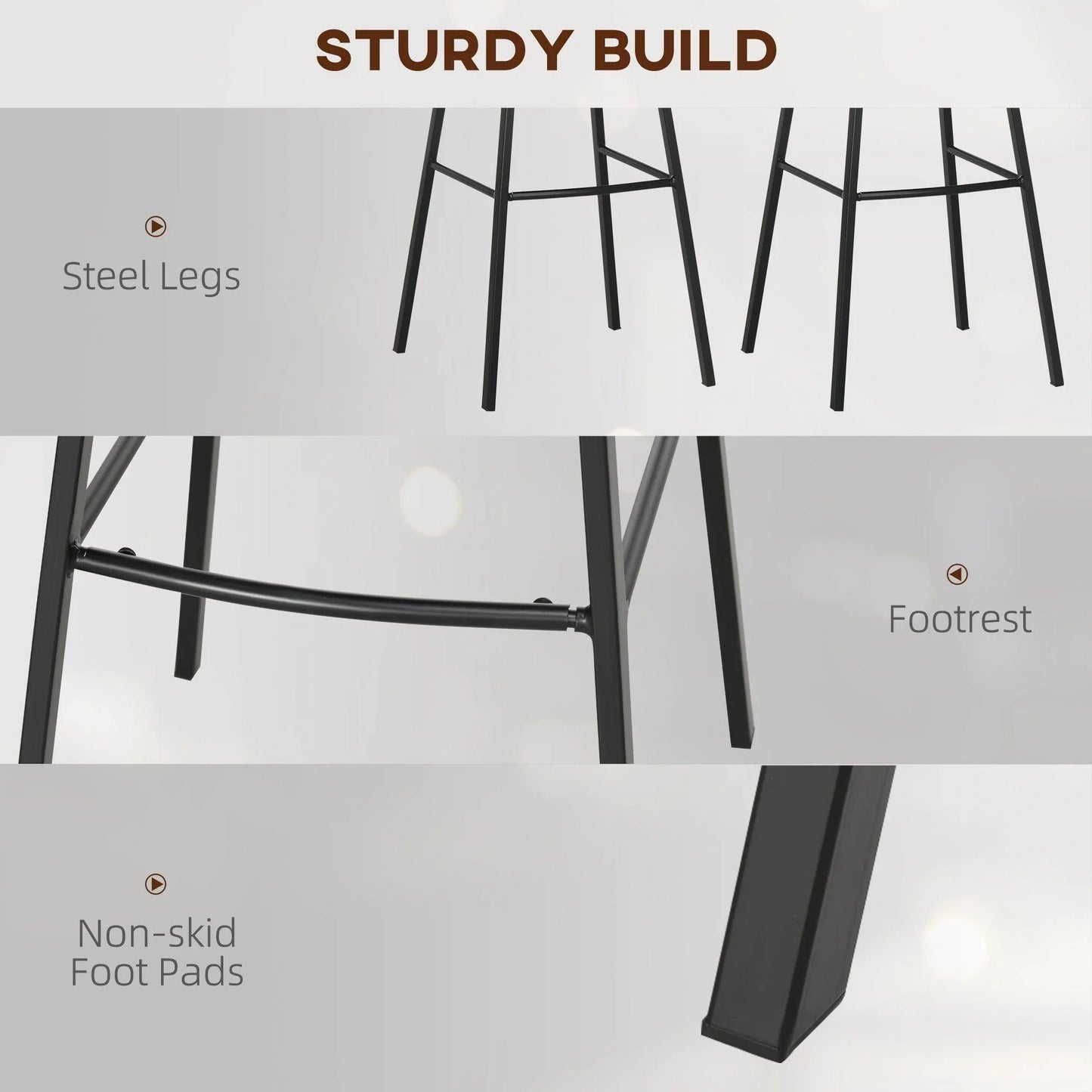 HOMCOM Set of 4 Linen Bar Stools - ALL4U RETAILER LTD