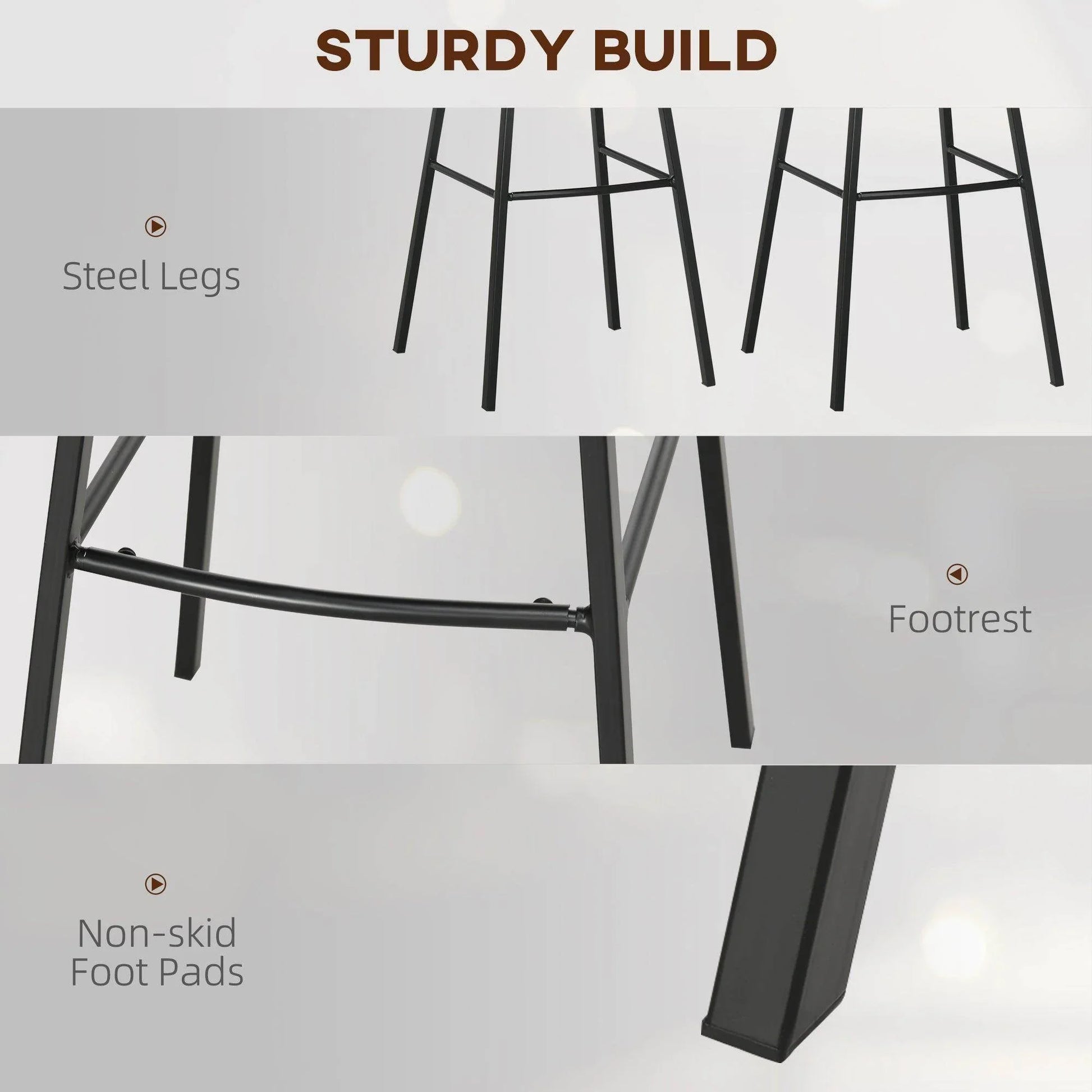 HOMCOM Set of 4 Linen Bar Stools - ALL4U RETAILER LTD
