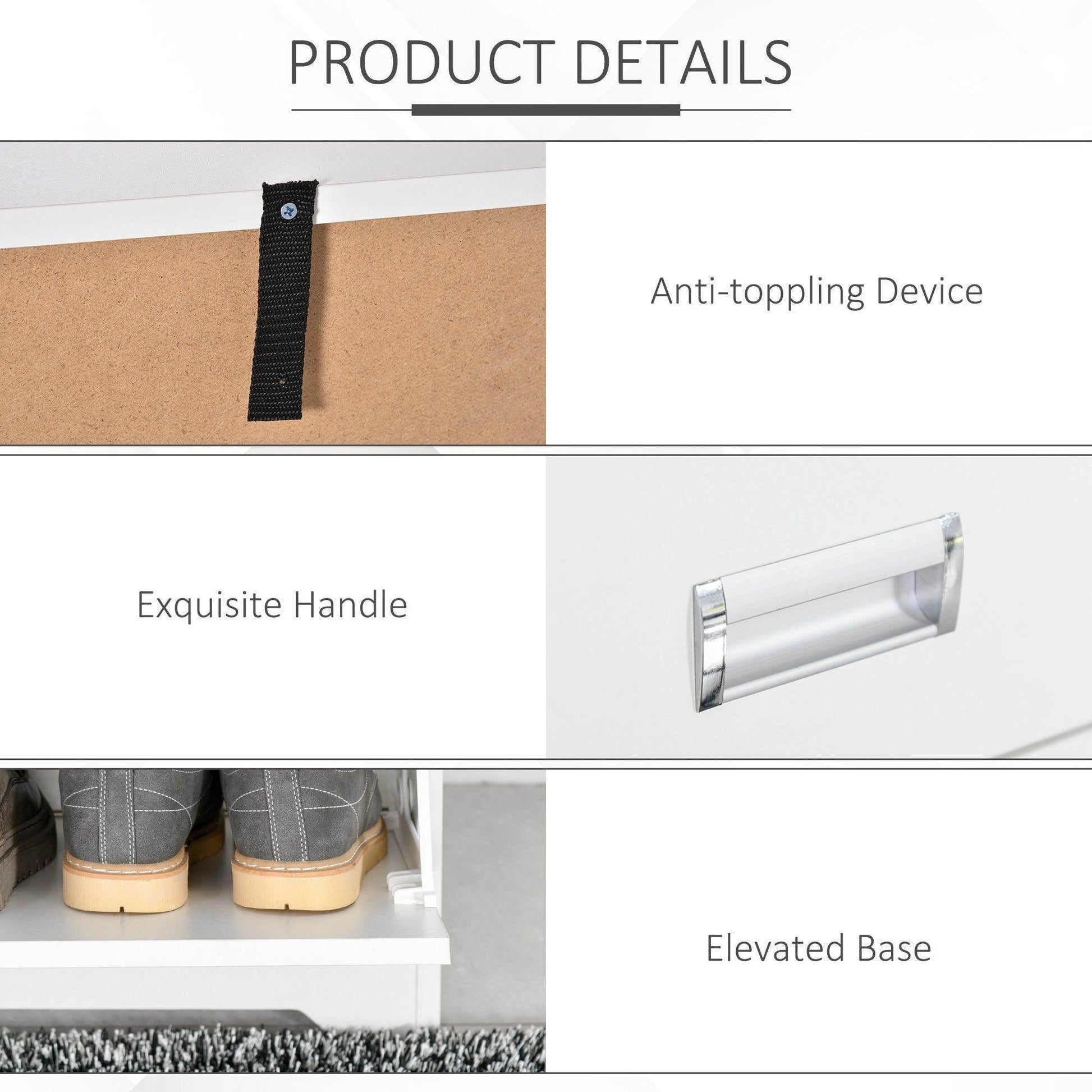 HOMCOM Shoe Cabinet- Space-saving Organiser - ALL4U RETAILER LTD