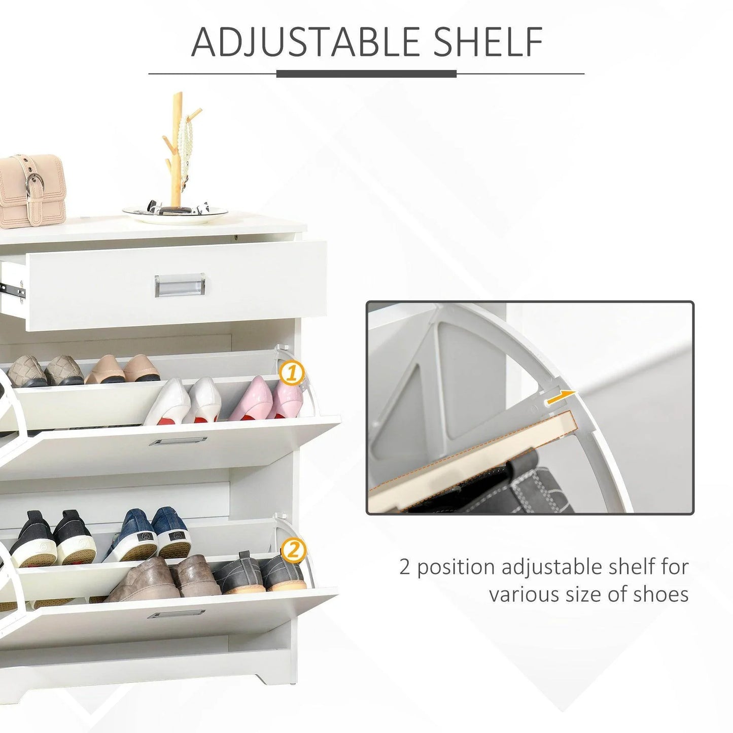 HOMCOM Shoe Cabinet- Space-saving Organiser - ALL4U RETAILER LTD