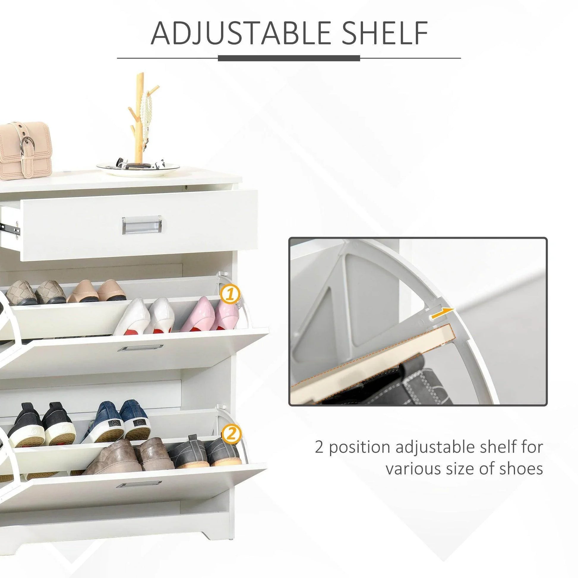 HOMCOM Shoe Cabinet- Space-saving Organiser - ALL4U RETAILER LTD