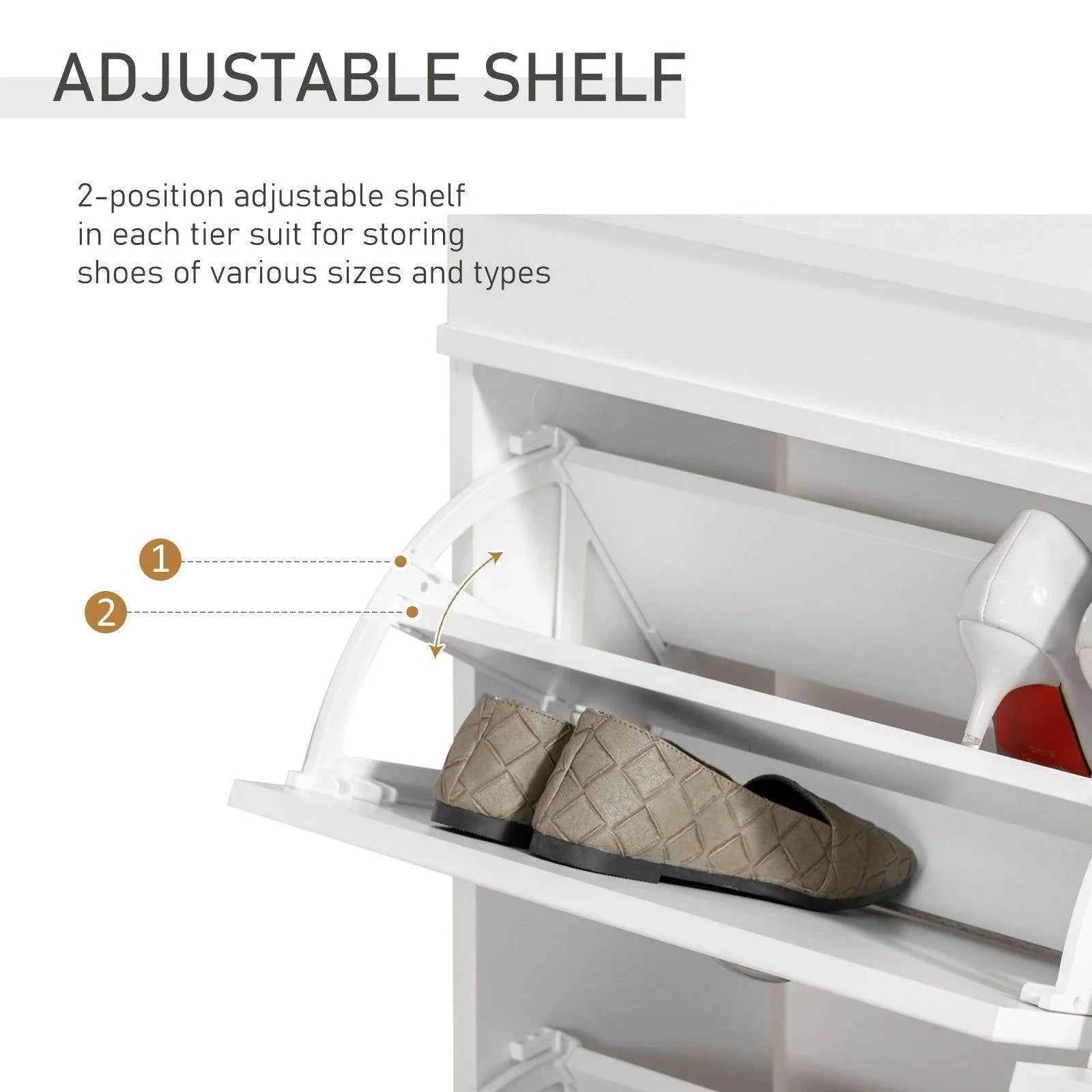 HOMCOM Shoe Cabinet Organiser with 4 Flip Drawers - White - ALL4U RETAILER LTD
