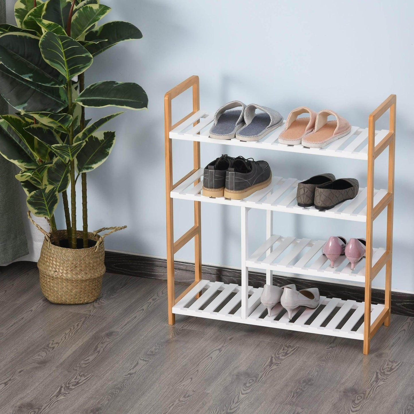 HOMCOM Shoe Rack Organiser - 4 Tiers - ALL4U RETAILER LTD