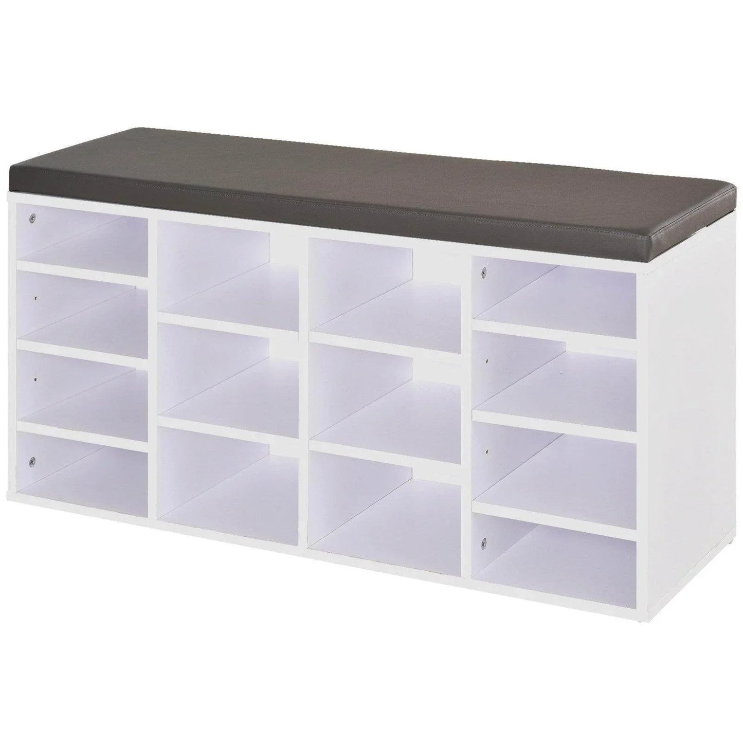 HOMCOM Shoe Rack with 14 Compartments - White - ALL4U RETAILER LTD
