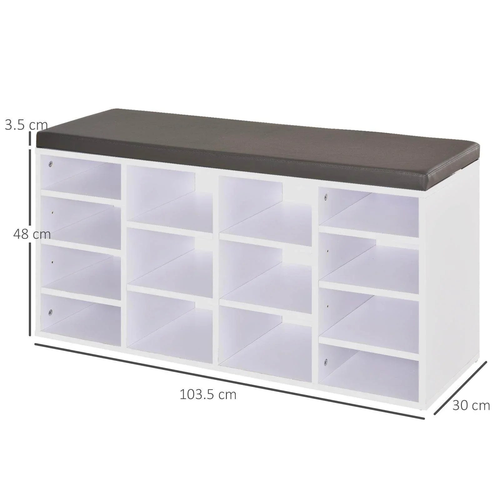HOMCOM Shoe Rack with 14 Compartments - White - ALL4U RETAILER LTD
