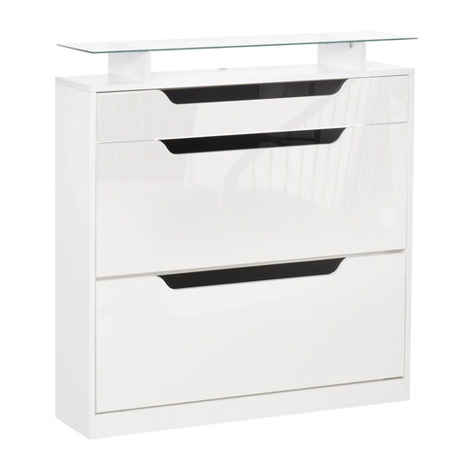HOMCOM Shoe Storage Cupboard - Sleek 3-Drawer Design - ALL4U RETAILER LTD