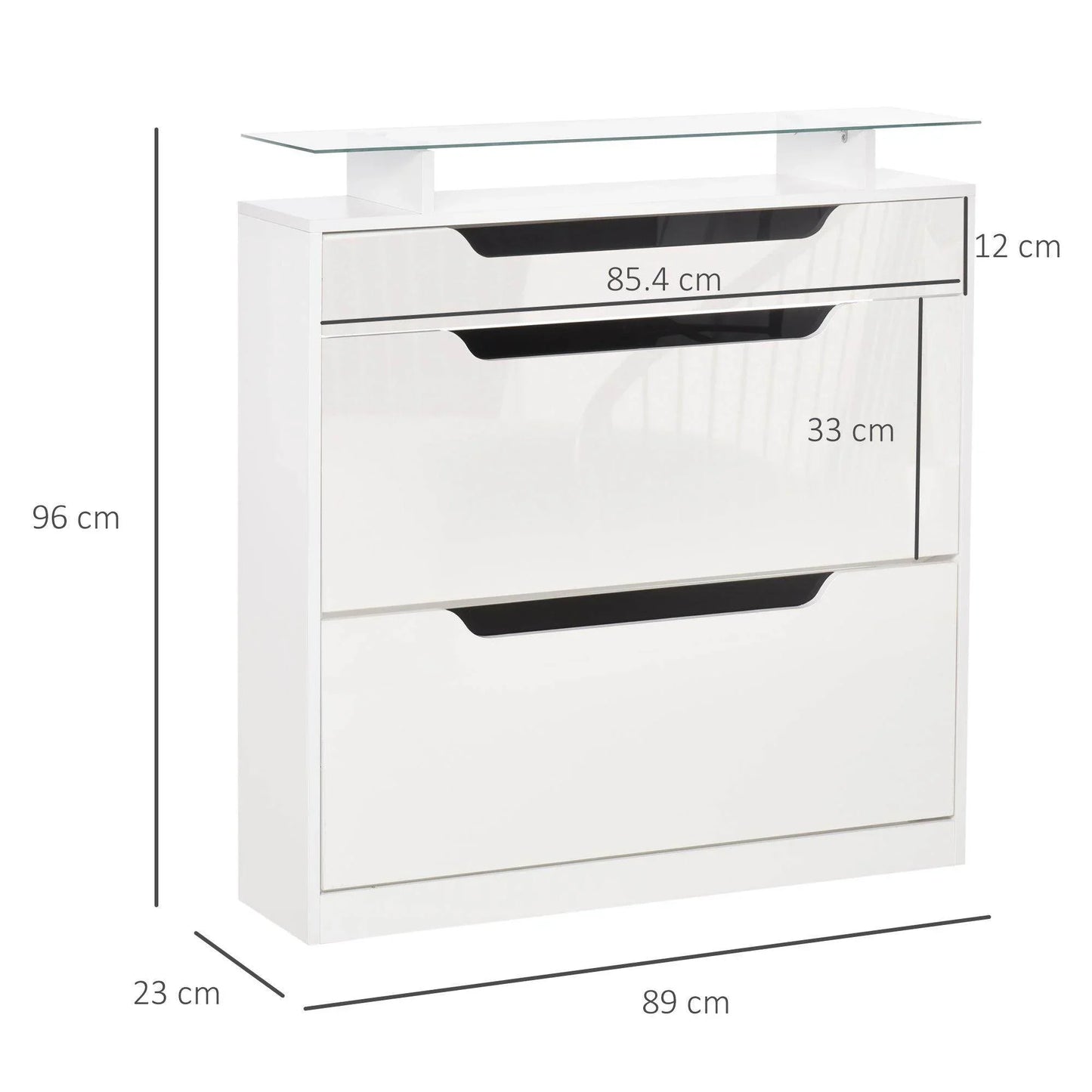 HOMCOM Shoe Storage Cupboard - Sleek 3-Drawer Design - ALL4U RETAILER LTD