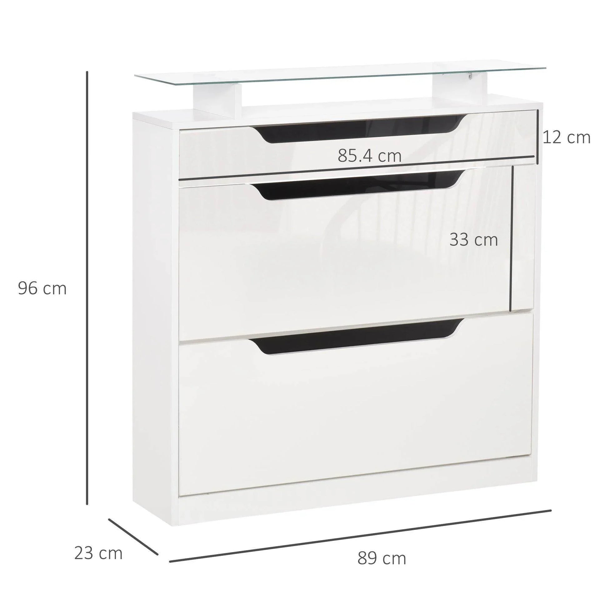 HOMCOM Shoe Storage Cupboard - Sleek 3-Drawer Design - ALL4U RETAILER LTD