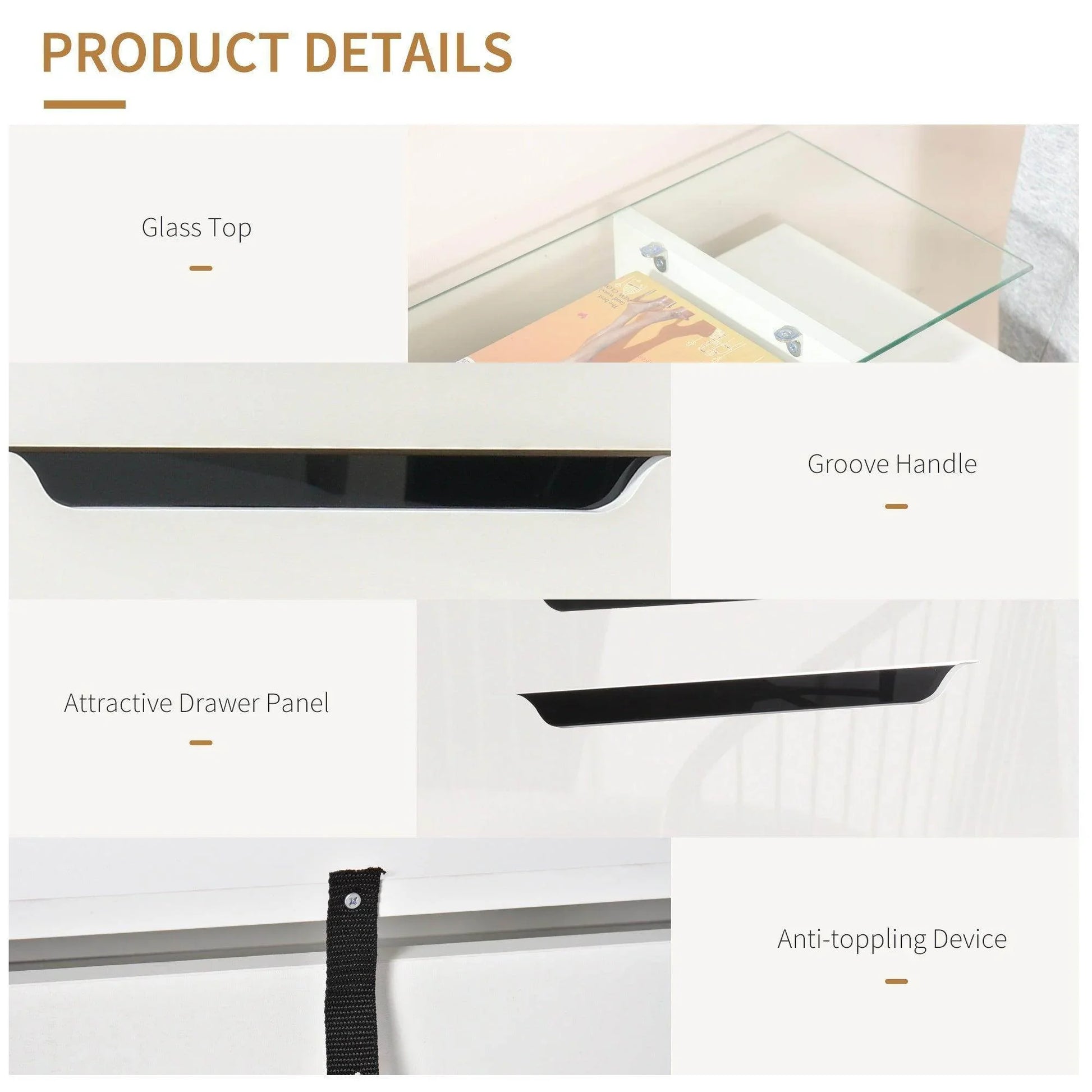 HOMCOM Shoe Storage Cupboard - Sleek 3-Drawer Design - ALL4U RETAILER LTD