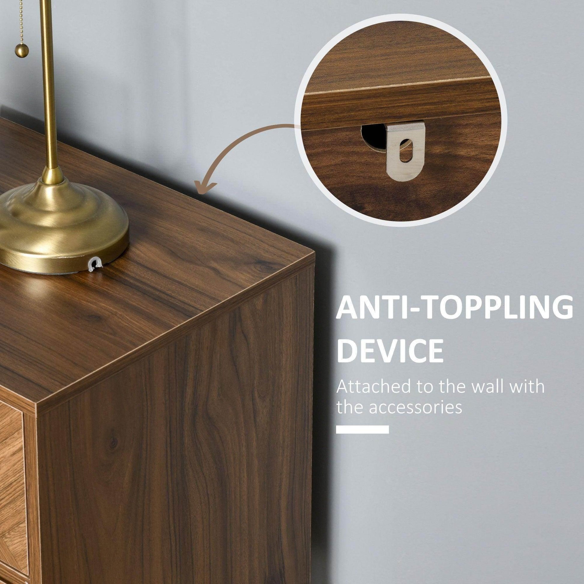 HOMCOM Side Cabinet with 2 Drawers - Walnut Brown - ALL4U RETAILER LTD