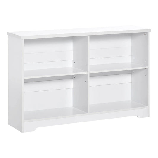 HOMCOM Simple White Bookcase with Moving Shelves - 4 Compartments - ALL4U RETAILER LTD