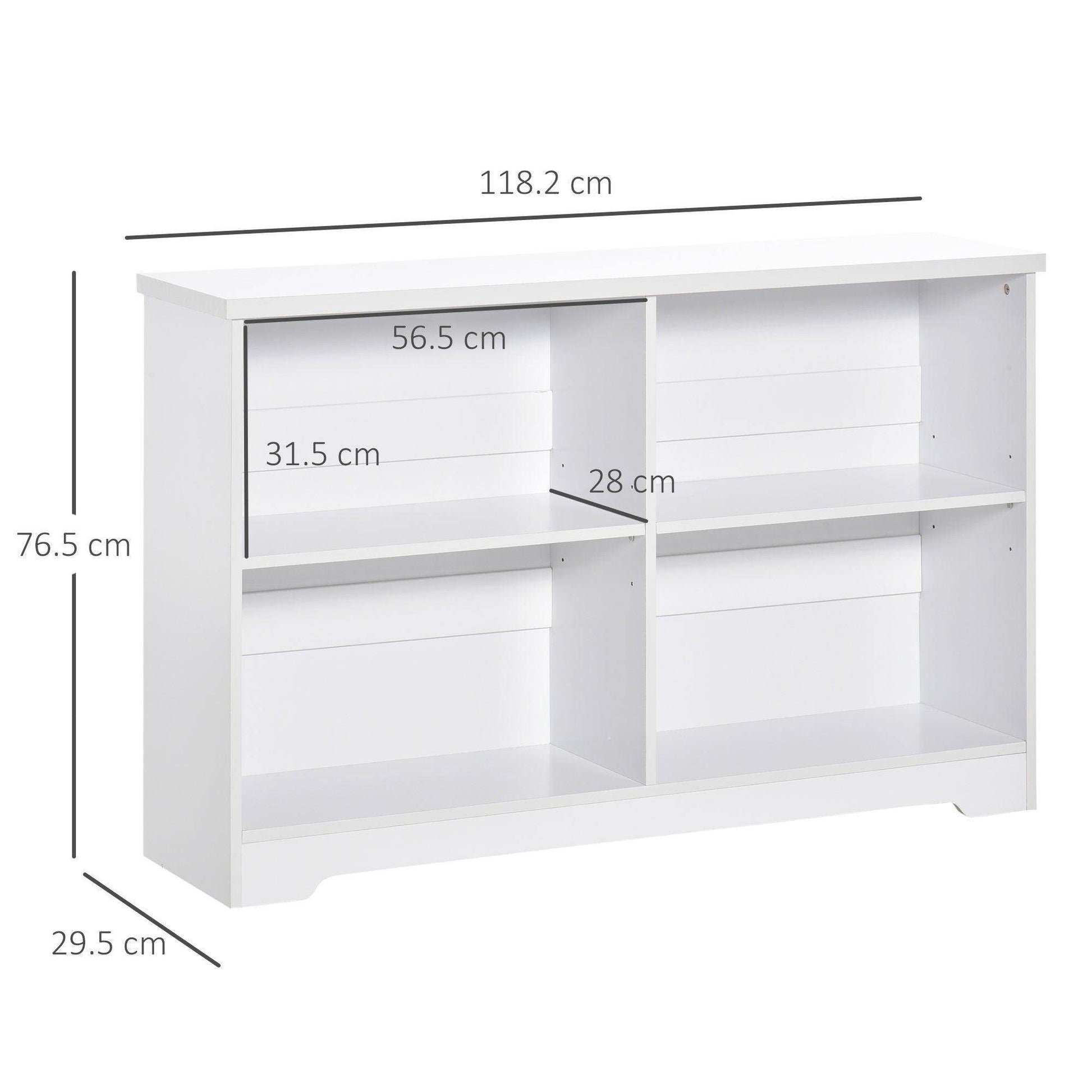 HOMCOM Simple White Bookcase with Moving Shelves - 4 Compartments - ALL4U RETAILER LTD