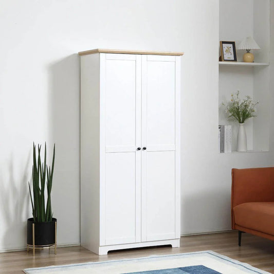HOMCOM Simple White Wooden Storage Cabinet - 4 Shelves - ALL4U RETAILER LTD