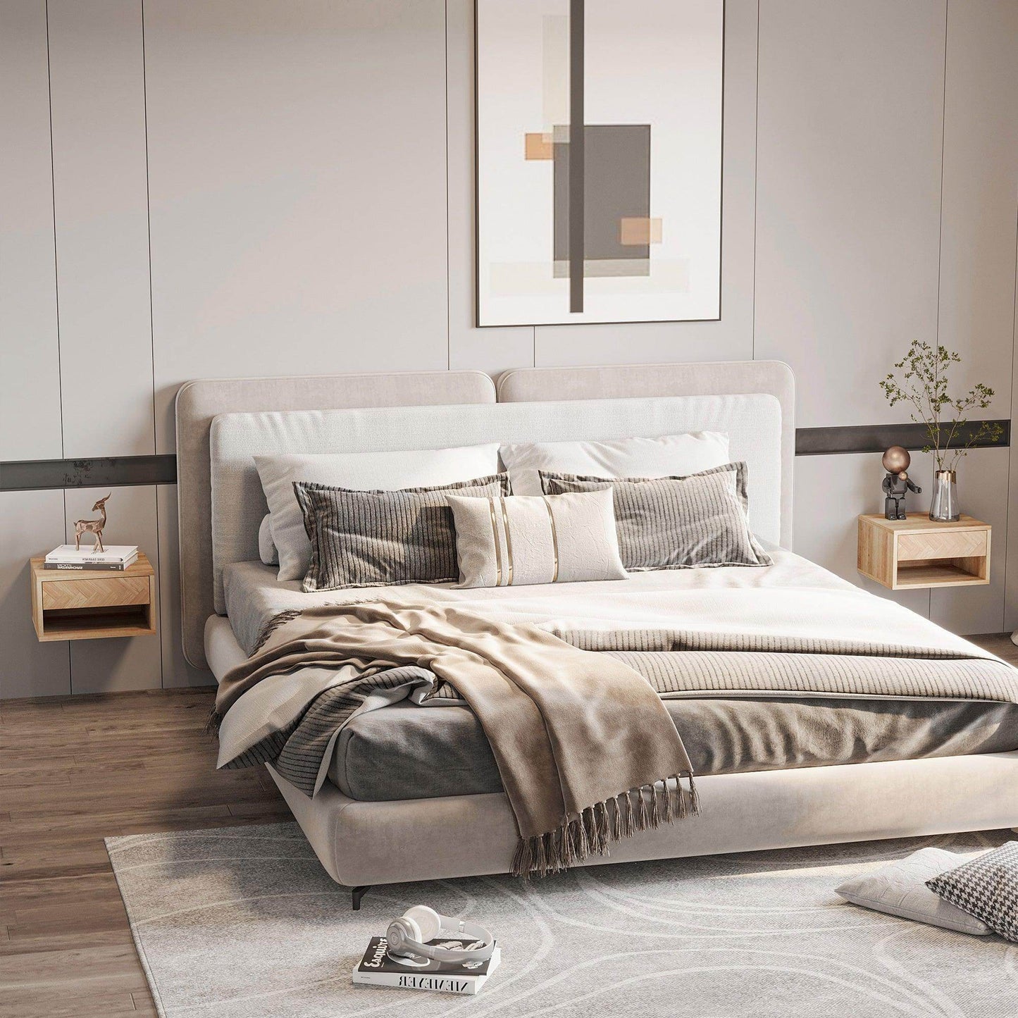 HOMCOM Simple and Stylish Wall-Mounted Nightstand - ALL4U RETAILER LTD