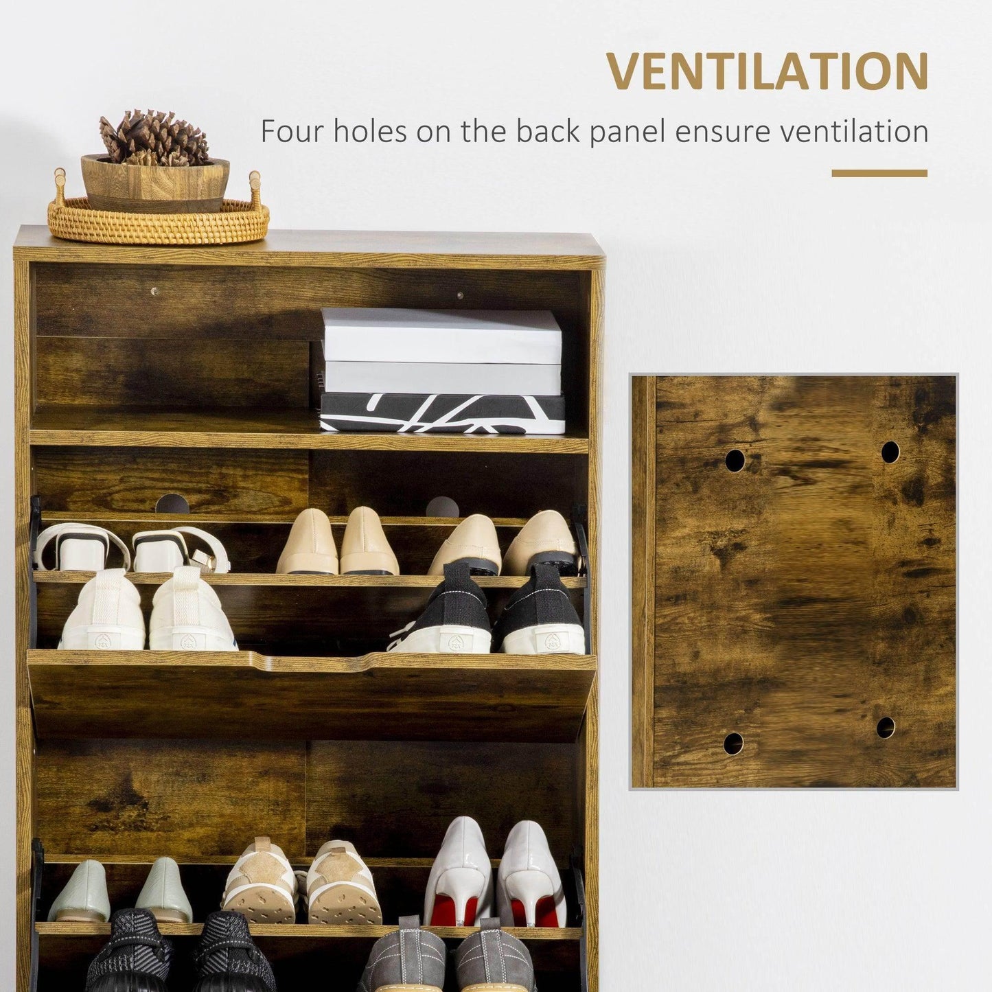 HOMCOM Slim 2-Drawer Shoe Cabinet with Flip Doors - ALL4U RETAILER LTD