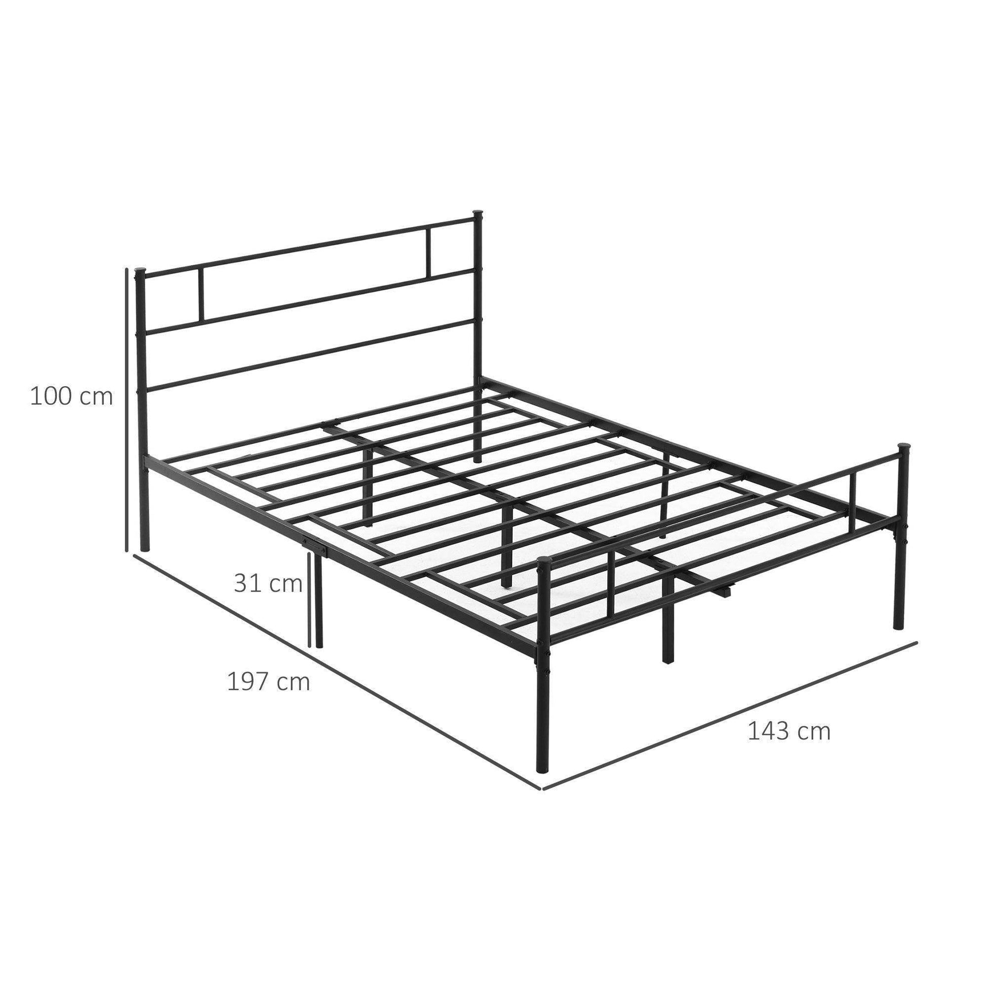 HOMCOM Solid Metal Double Bed Frame with Storage - ALL4U RETAILER LTD