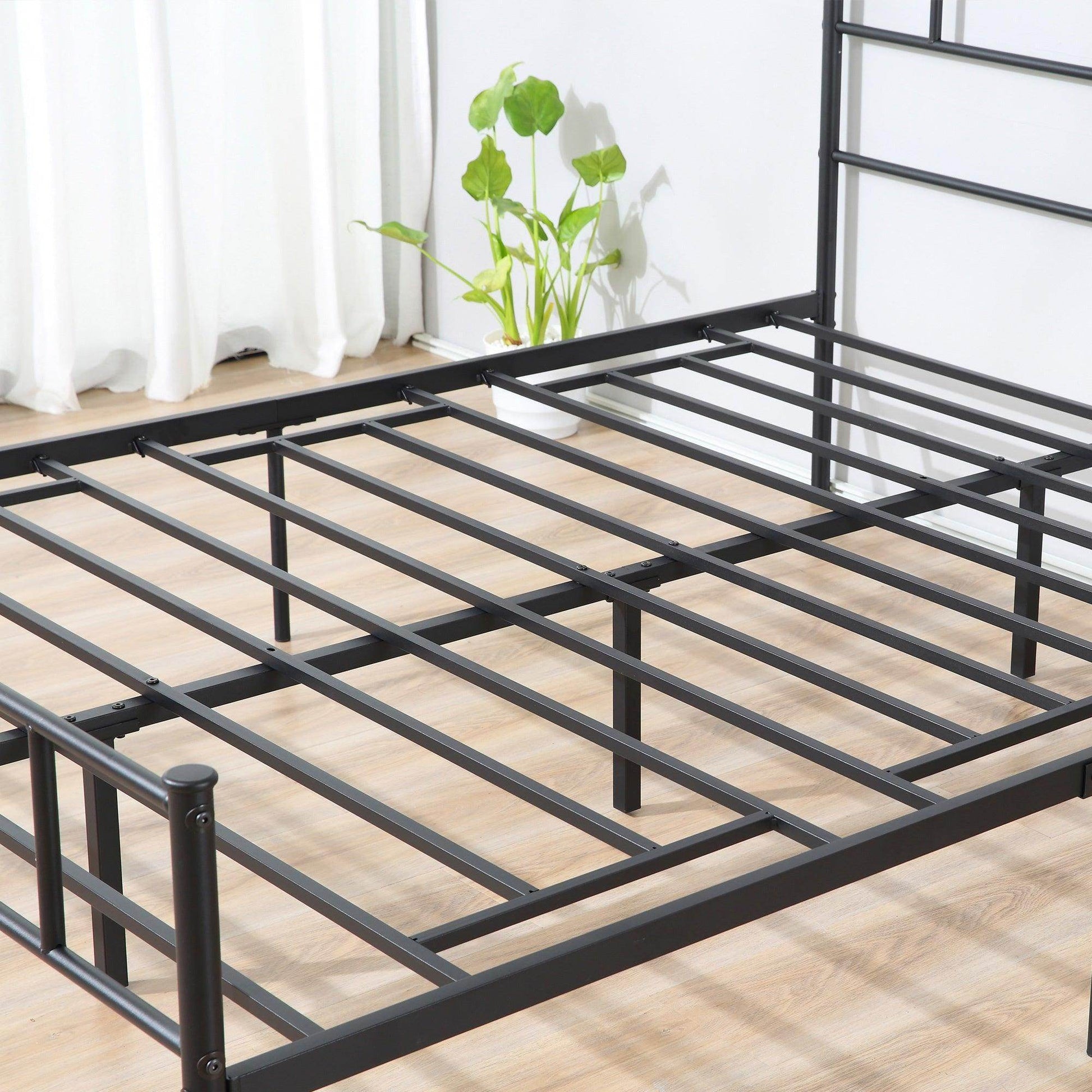 HOMCOM Solid Metal Double Bed Frame with Storage - ALL4U RETAILER LTD