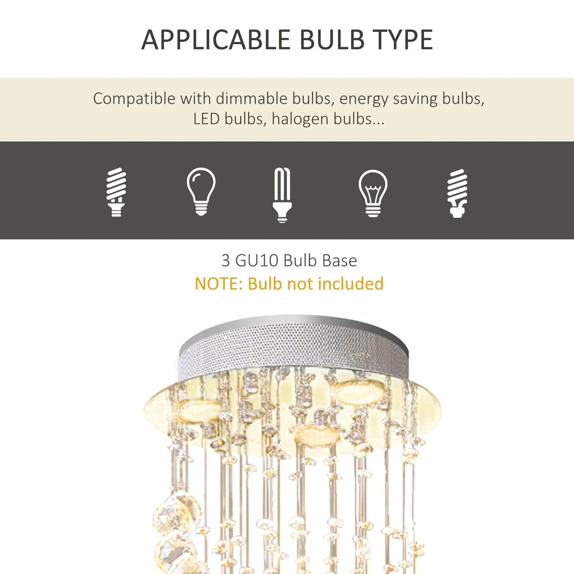 Modern ceiling crystal chandelier with multiple hanging octagon crystals, compatible with dimmable GU10 bulbs