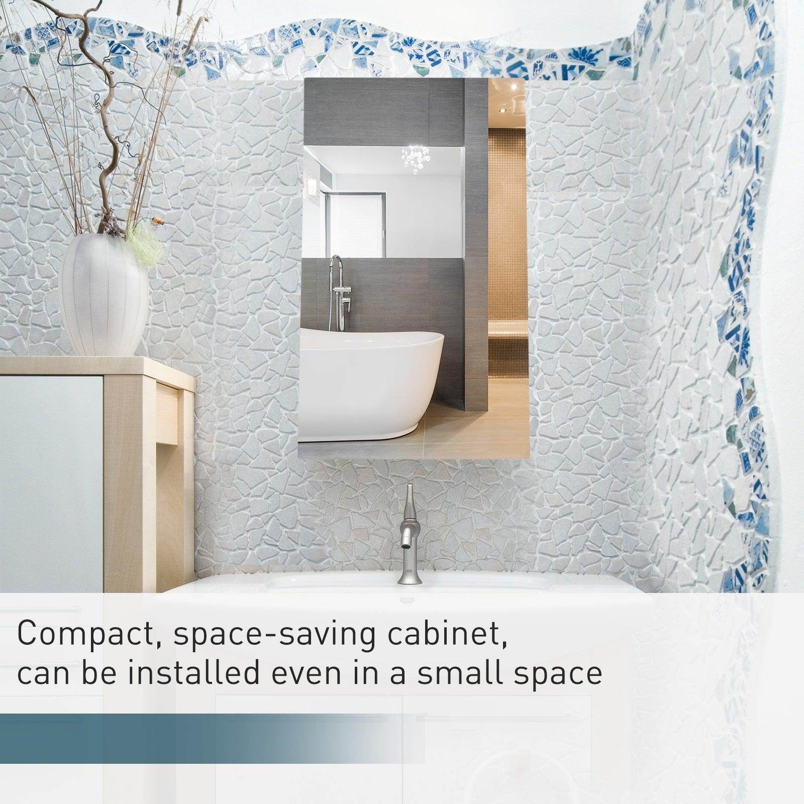 HOMCOM Stainless Steel Bathroom Mirror Storage Cabinet - ALL4U RETAILER LTD