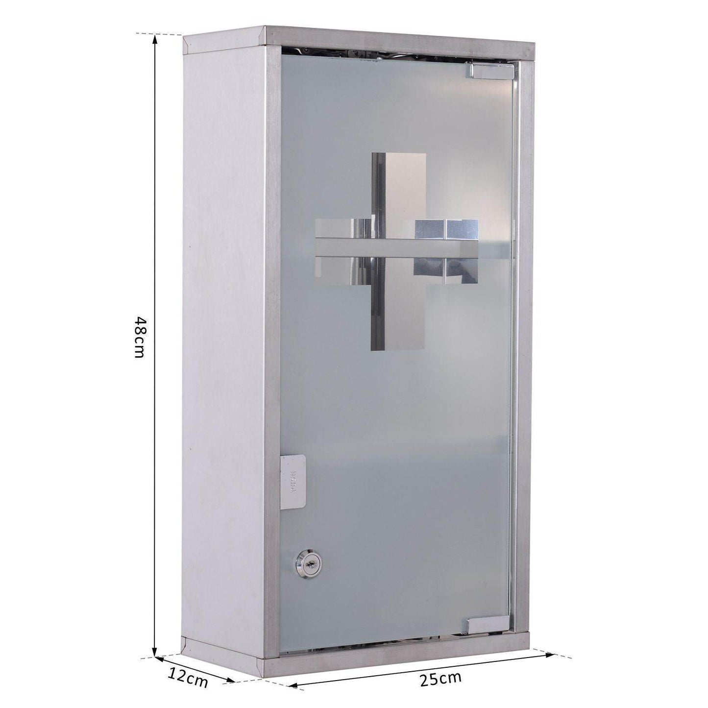 HOMCOM Stainless Steel Medicine Cabinet with Security Glass Door - ALL4U RETAILER LTD