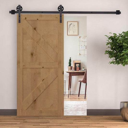 HOMCOM Stylish 6FT Sliding Barn Door Track Kit for Single Wooden Door - ALL4U RETAILER LTD