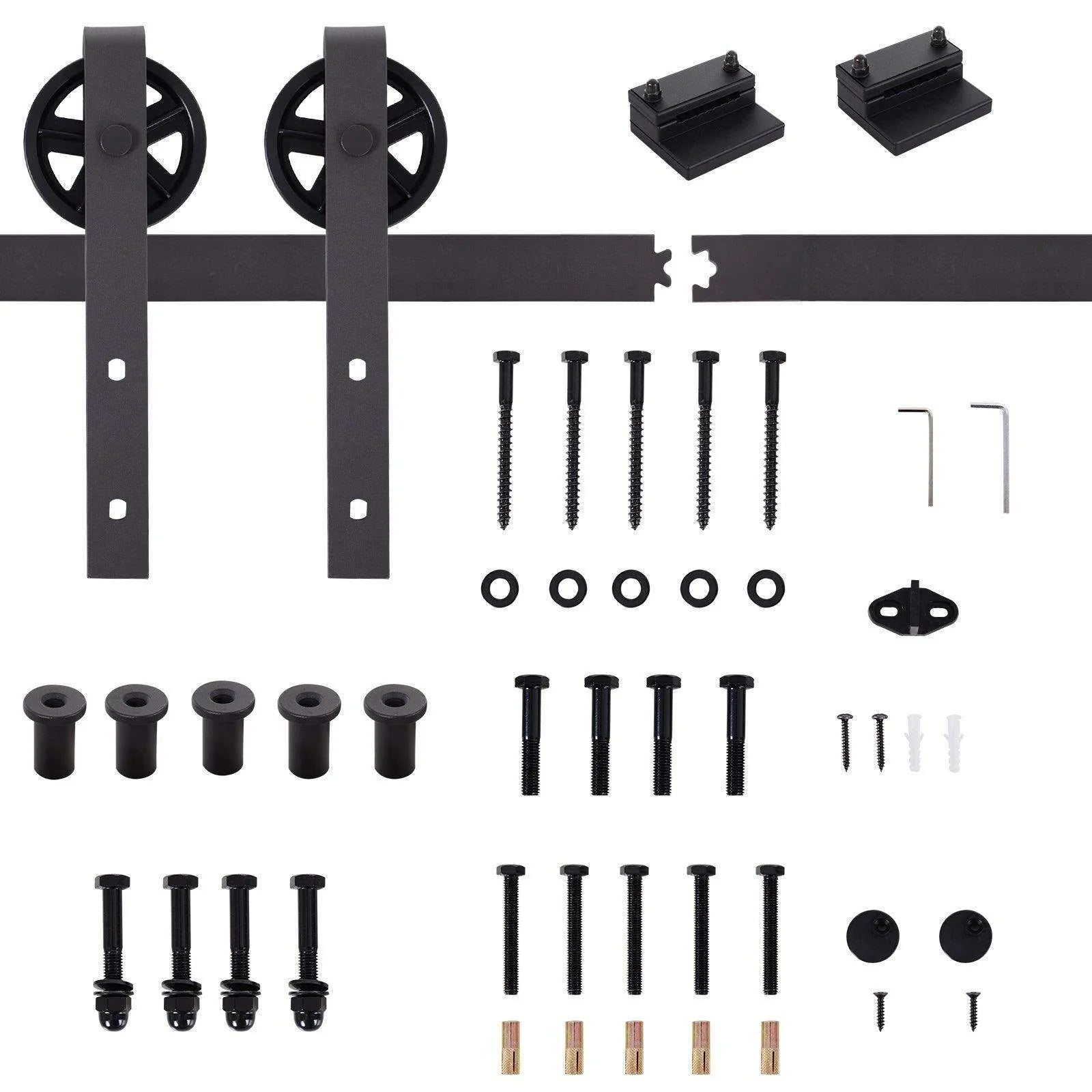 HOMCOM Stylish 6FT Sliding Barn Door Track Kit for Single Wooden Door - ALL4U RETAILER LTD