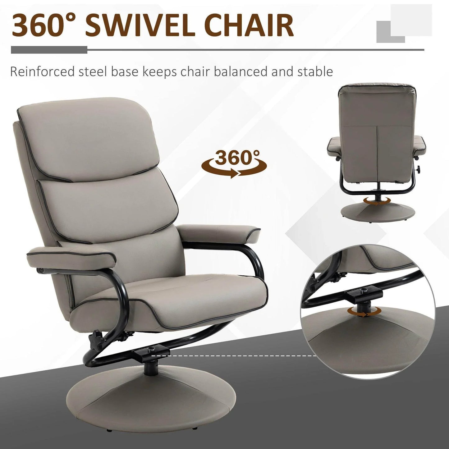 HOMCOM Swivel Recliner Chair with Ottoman - ALL4U RETAILER LTD